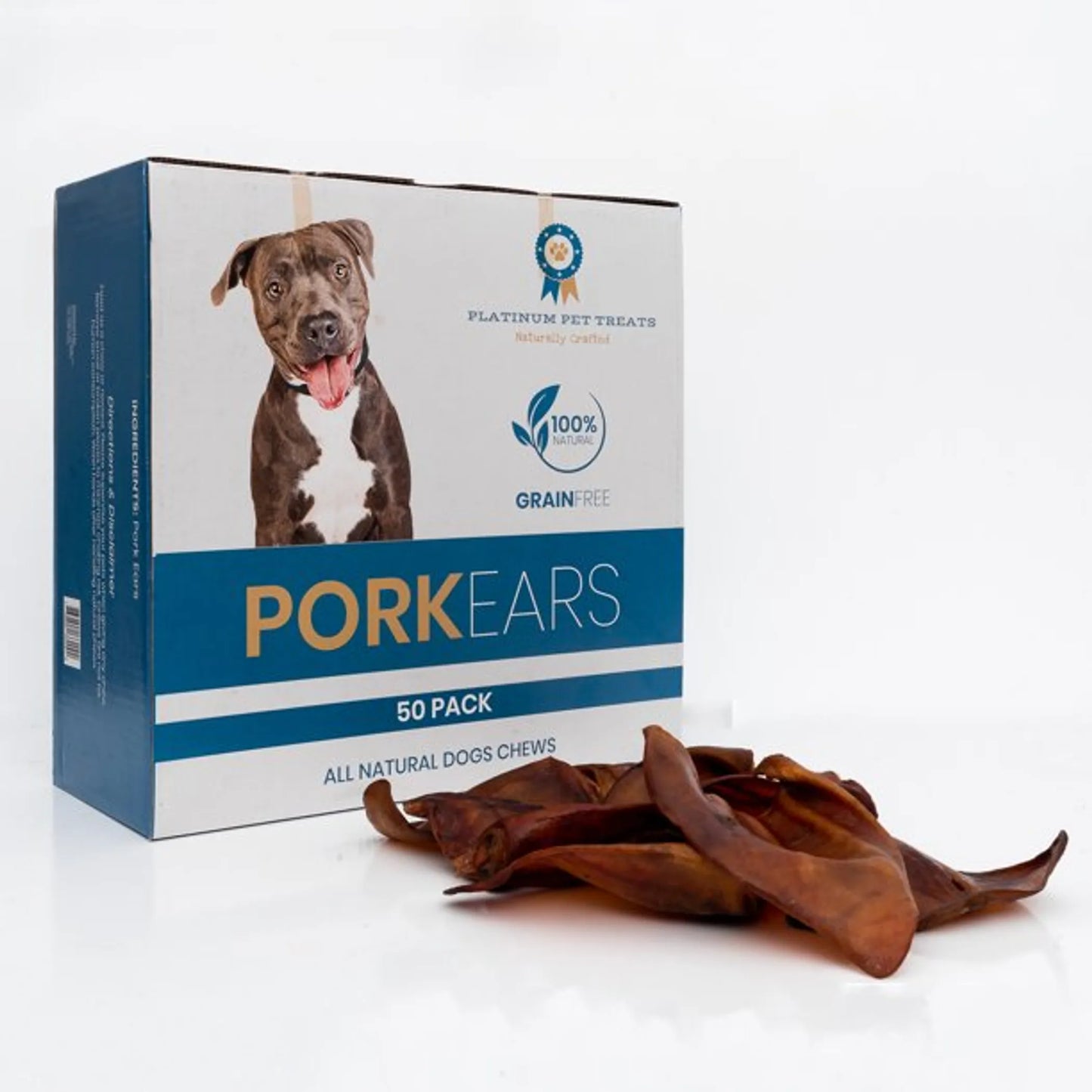 Platinum Pet Treats - Super Pig Ears (Pack of 50) - Delicious and All-Natural