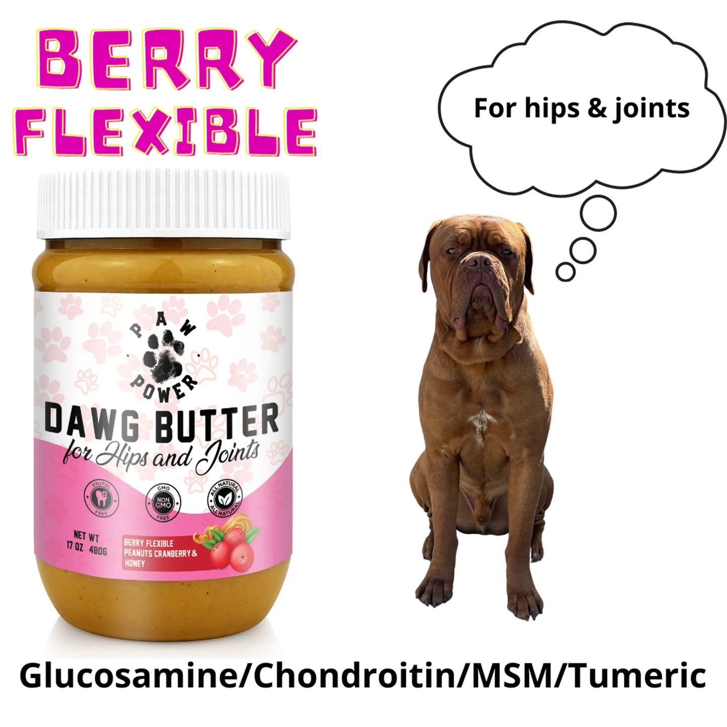 Dawg Butter Berry Flexible - Delicious Joint Support for Dogs