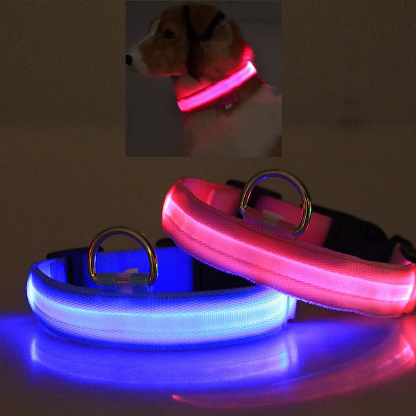 LED Halo Style Pet Safety Collar - Night Visibility Dog Collars