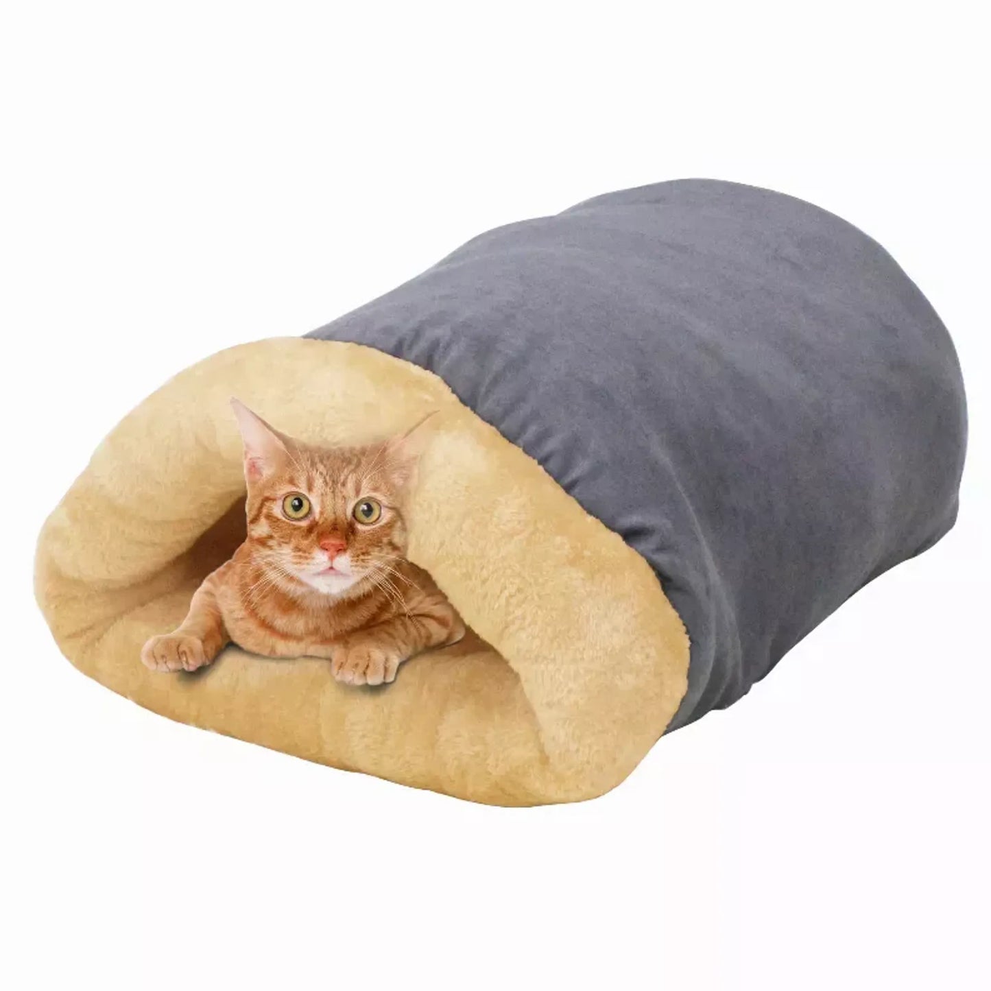 GOOPAWS 4-in-1 Self Warming Burrow Cat Bed - Cozy and Comfortable Pet Hideaway
