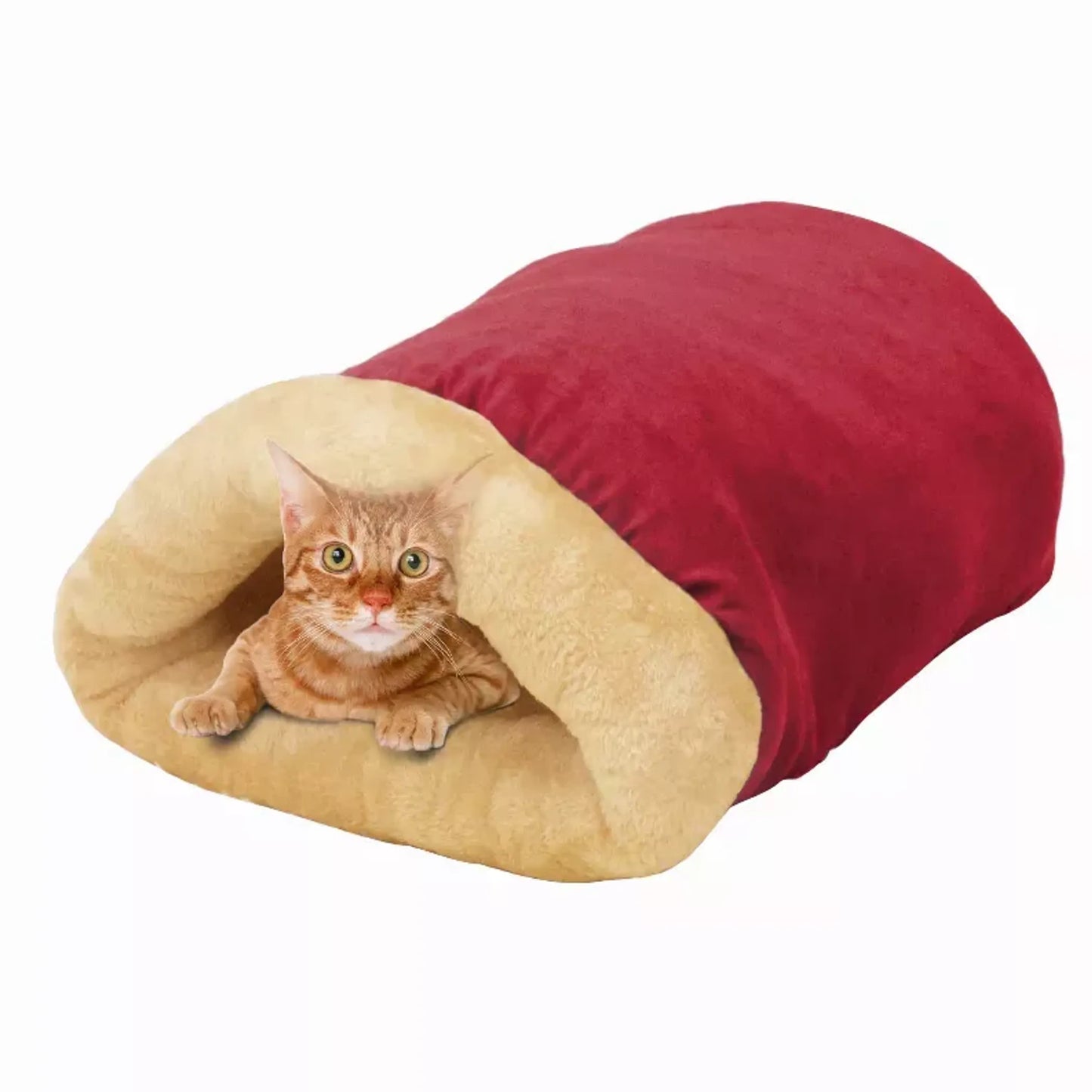GOOPAWS 4-in-1 Self Warming Burrow Cat Bed - Cozy and Comfortable Pet Hideaway
