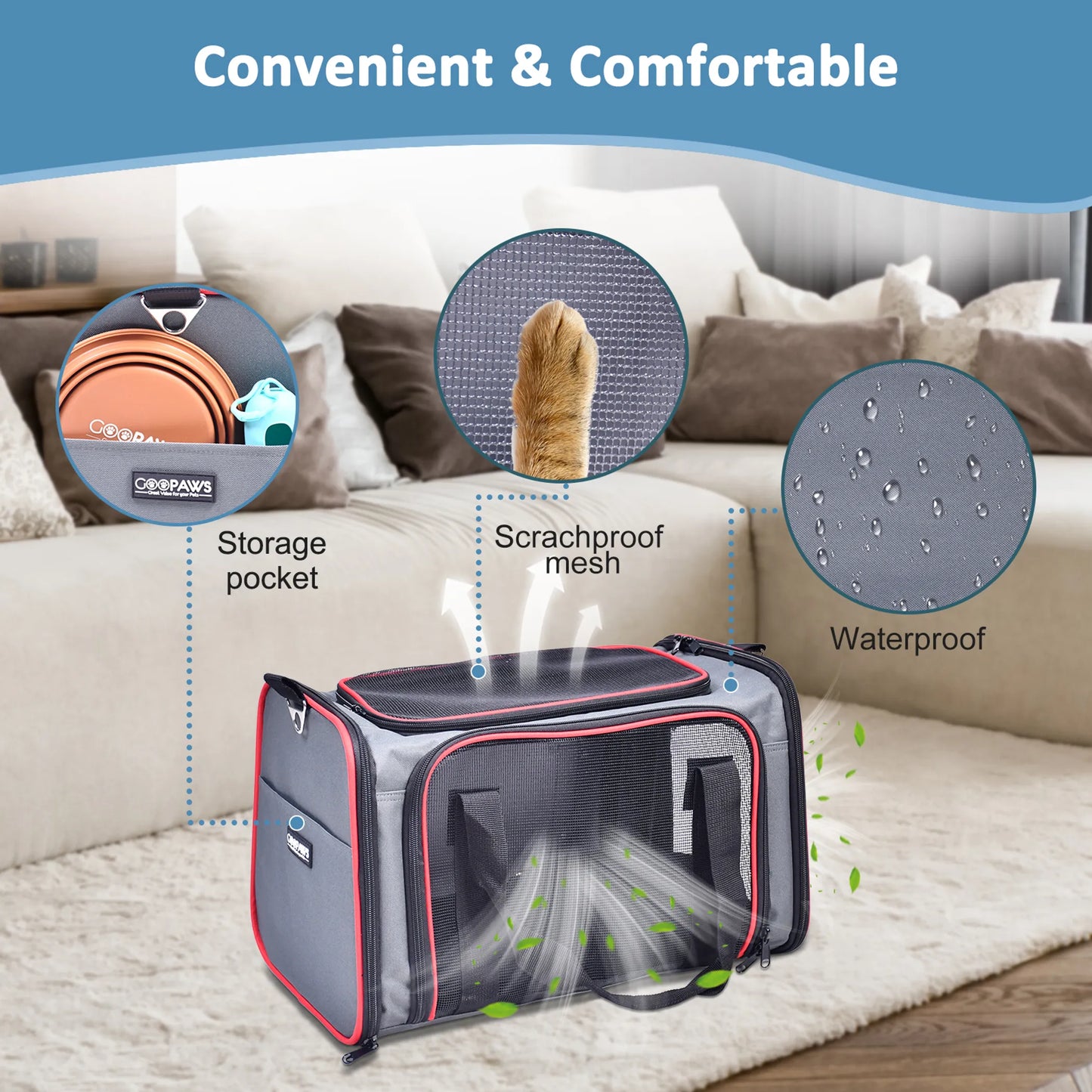 Soft-Sided Kennel Pet Carrier - Airline Approved and Collapsible