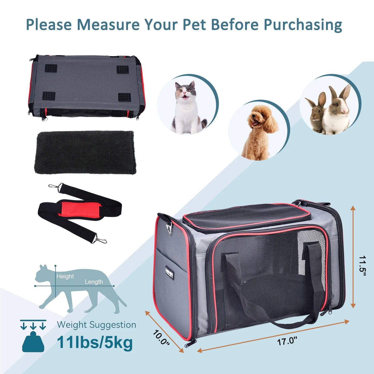Soft-Sided Kennel Pet Carrier - Airline Approved and Collapsible