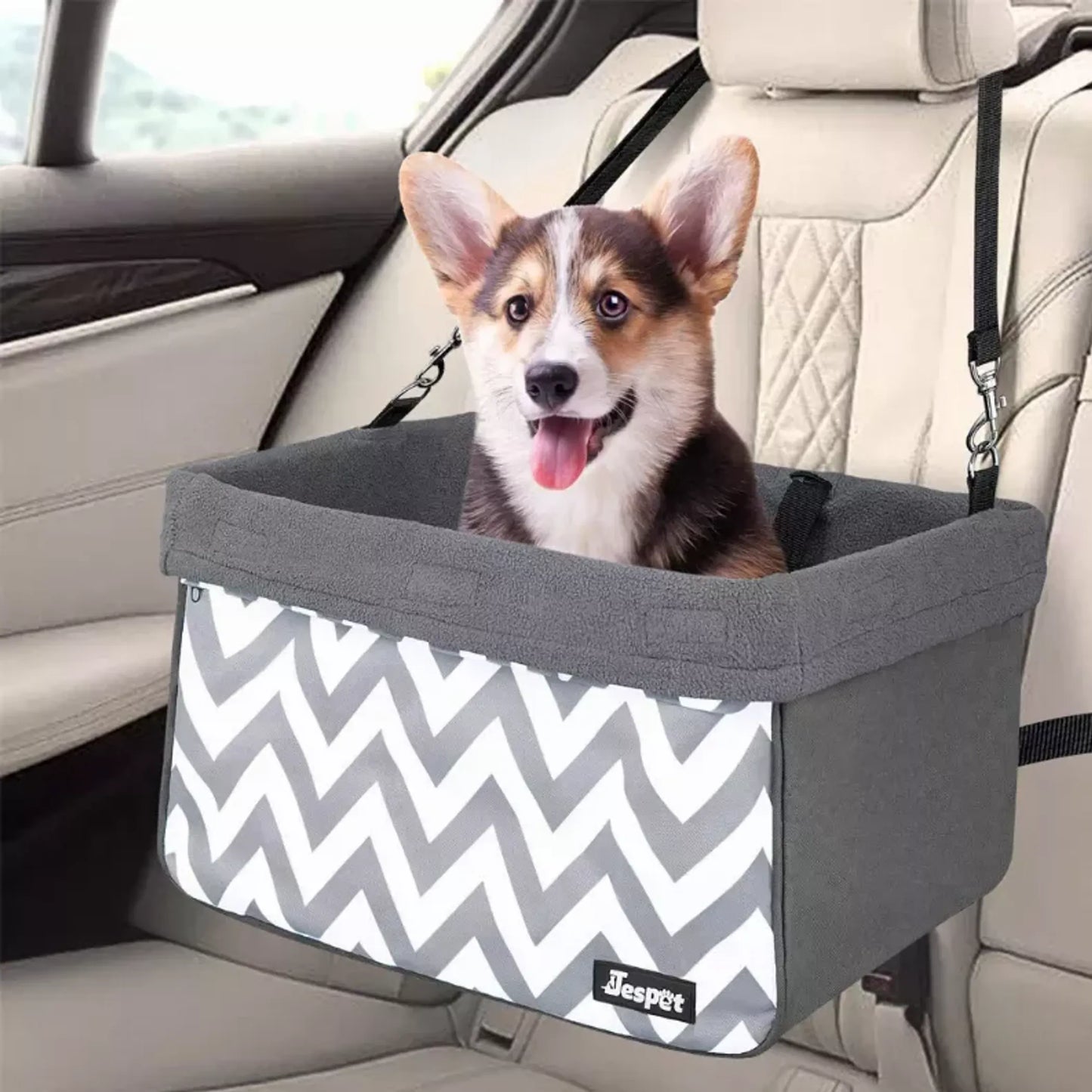 JESPET & GOOPAWS Dog Car Seat Carrier - Portable, Safe Travel
