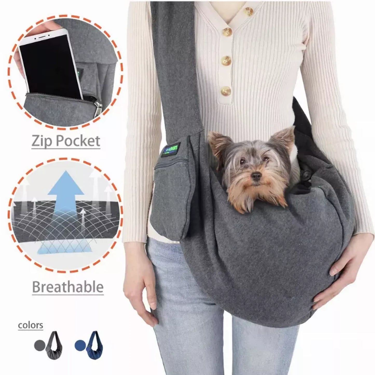 JESPET Portable Small Pet Sling Bag with Front Pocket