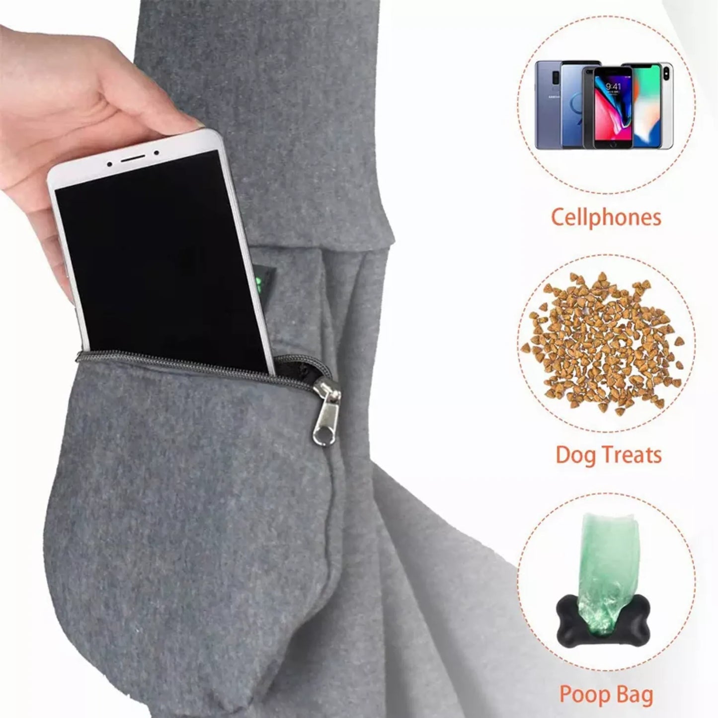 JESPET Portable Small Pet Sling Bag with Front Pocket