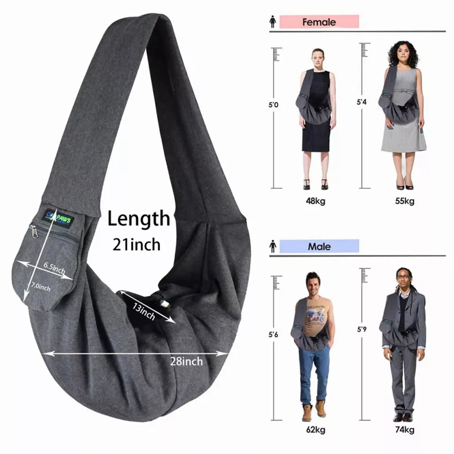 JESPET Portable Small Pet Sling Bag with Front Pocket