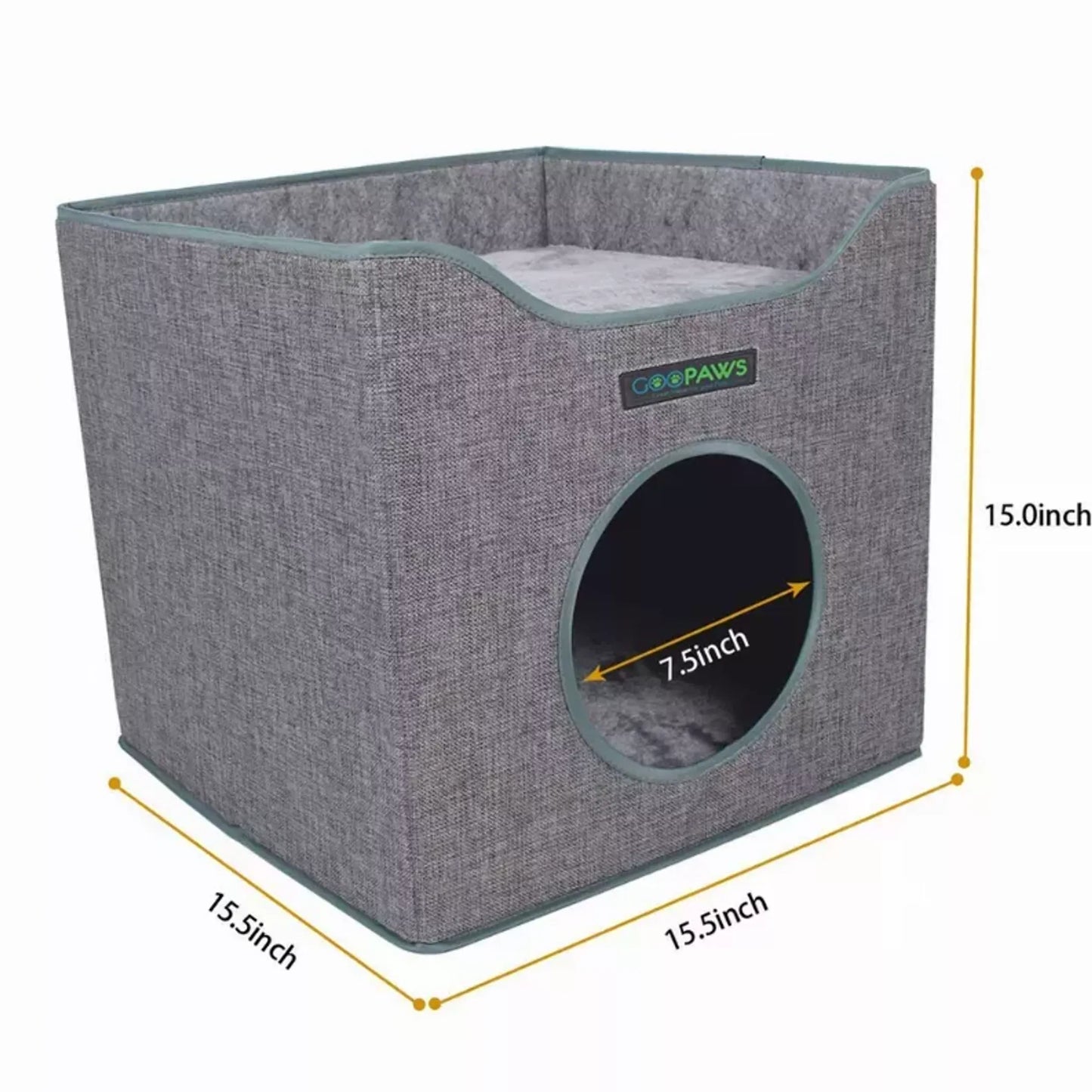 JESPET Foldable Cat Condo - Cat Cube House & Sleeping Bed with Reversible Cushions