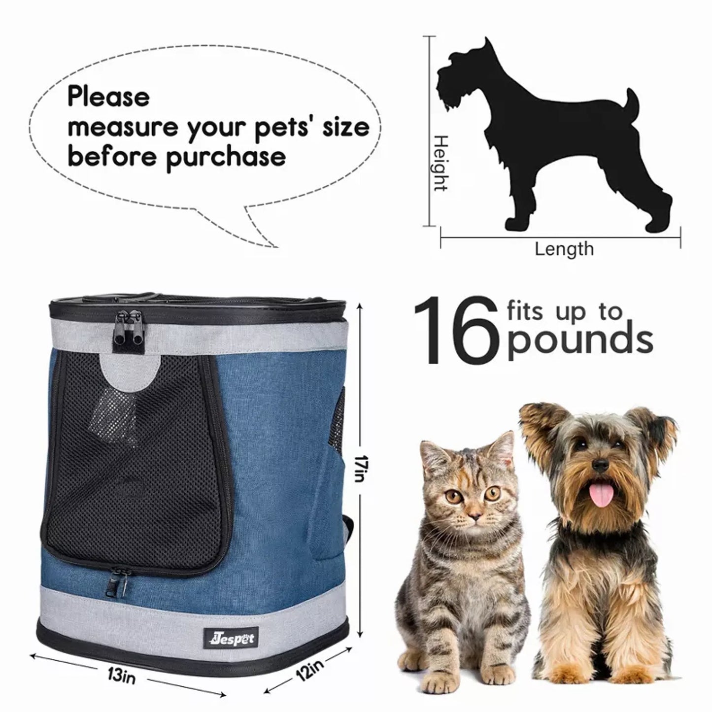 JESPET Pet Backpack Carrier - Convenient and Comfortable Travel Solution