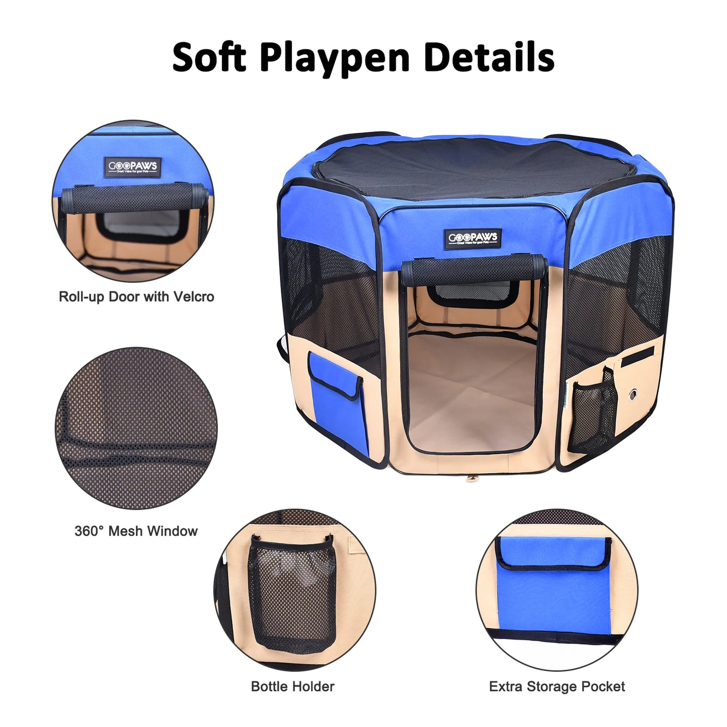 JESPET Pet Dog Playpen - Portable Exercise Pen for Small and Medium Pets