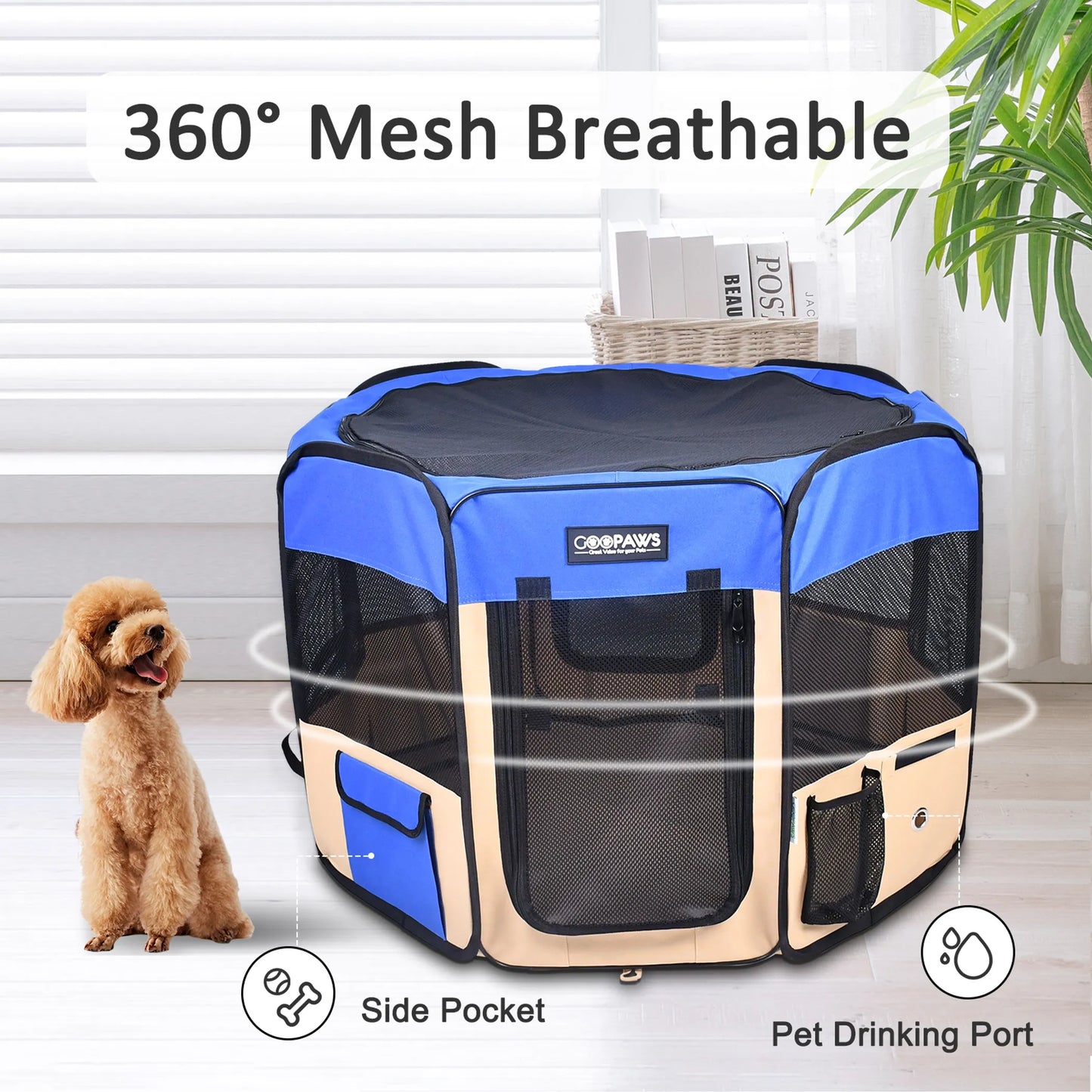 JESPET Pet Dog Playpen - Portable Exercise Pen for Small and Medium Pets