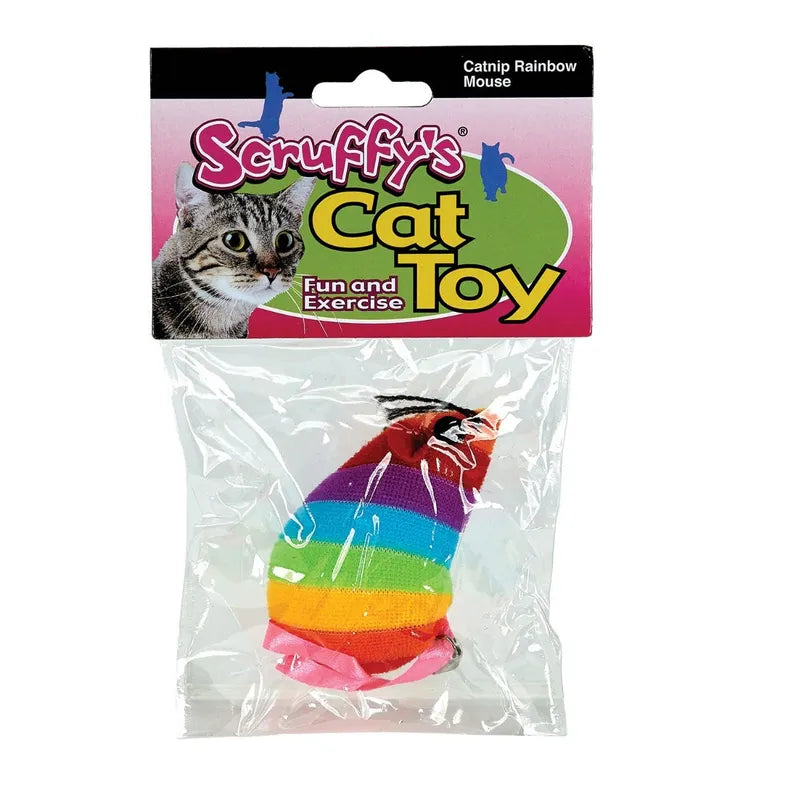 Scruffy's Catnip Rainbow Mouse - Interactive Cat Toy