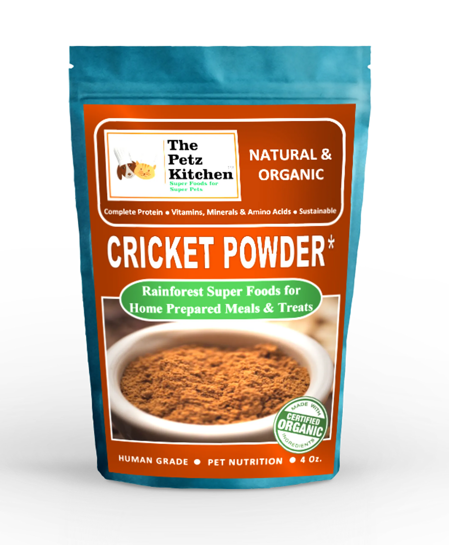 Cricket Flour Omega 3 & 6 Complete Protein - Organic Meal Supplement for Pets