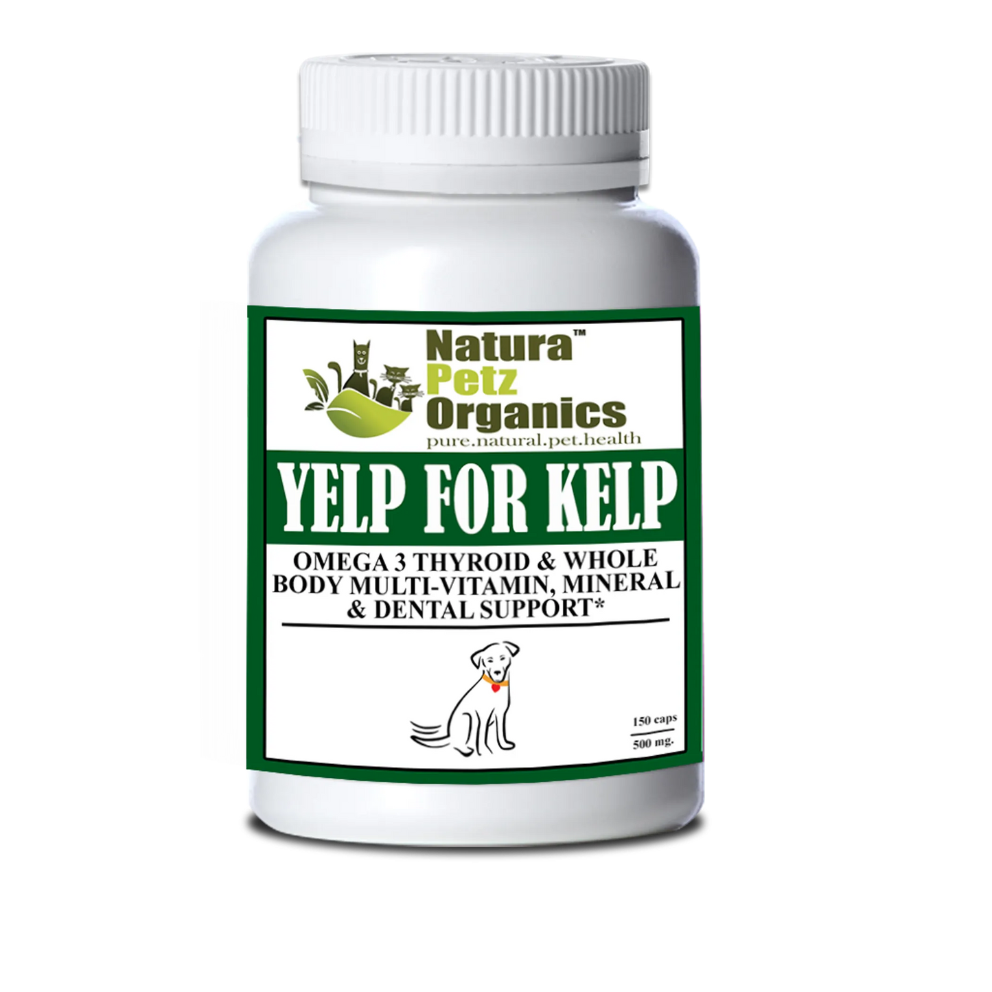 Yelp For Kelp - Omega 3 & 6 Thyroid & Whole Body Multi-Mineral, Vitamin & Dental Support for Pets