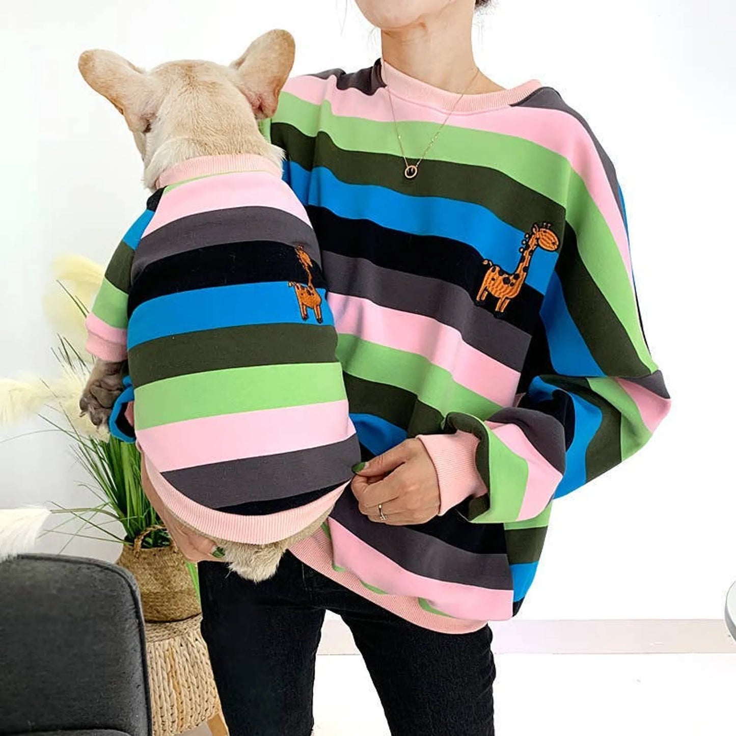 Giraffe Stripe Matching Pet and Owner Outfit Set - Small, Multi