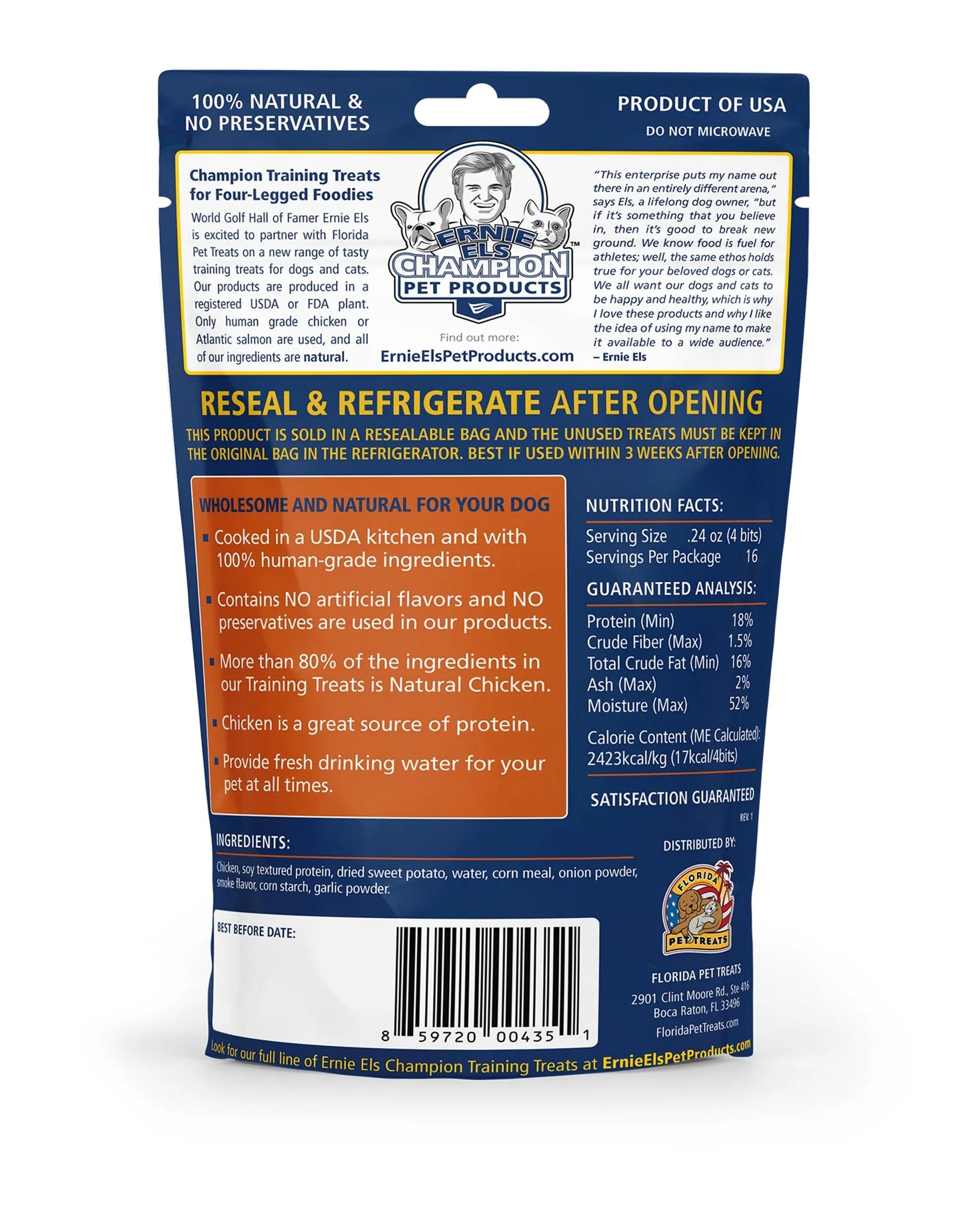 Ernie Els Champion Dog Treats - Natural Chicken and Sweet Potato Flavor