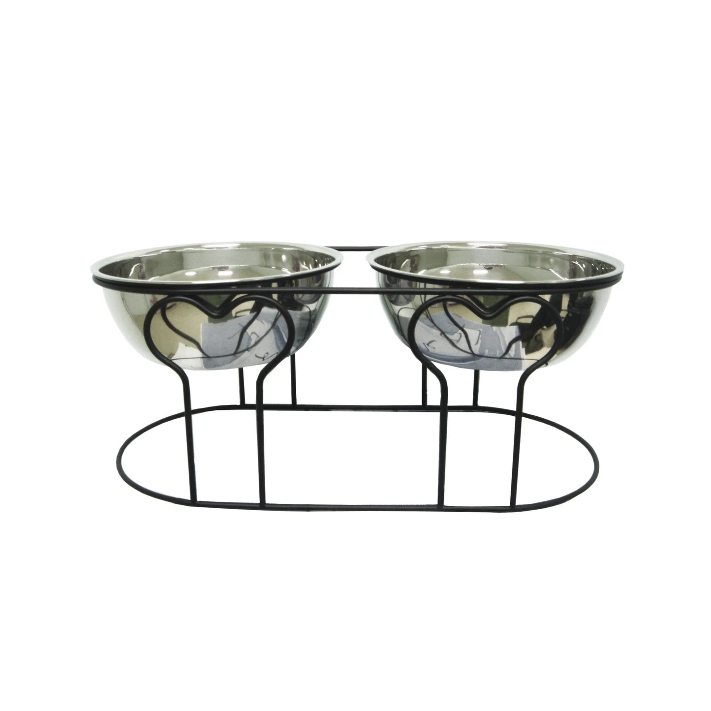 YML Wrought Iron Stand with Double Stainless Steel Feeder Bowls - Convenient and Stylish Pet Feeder