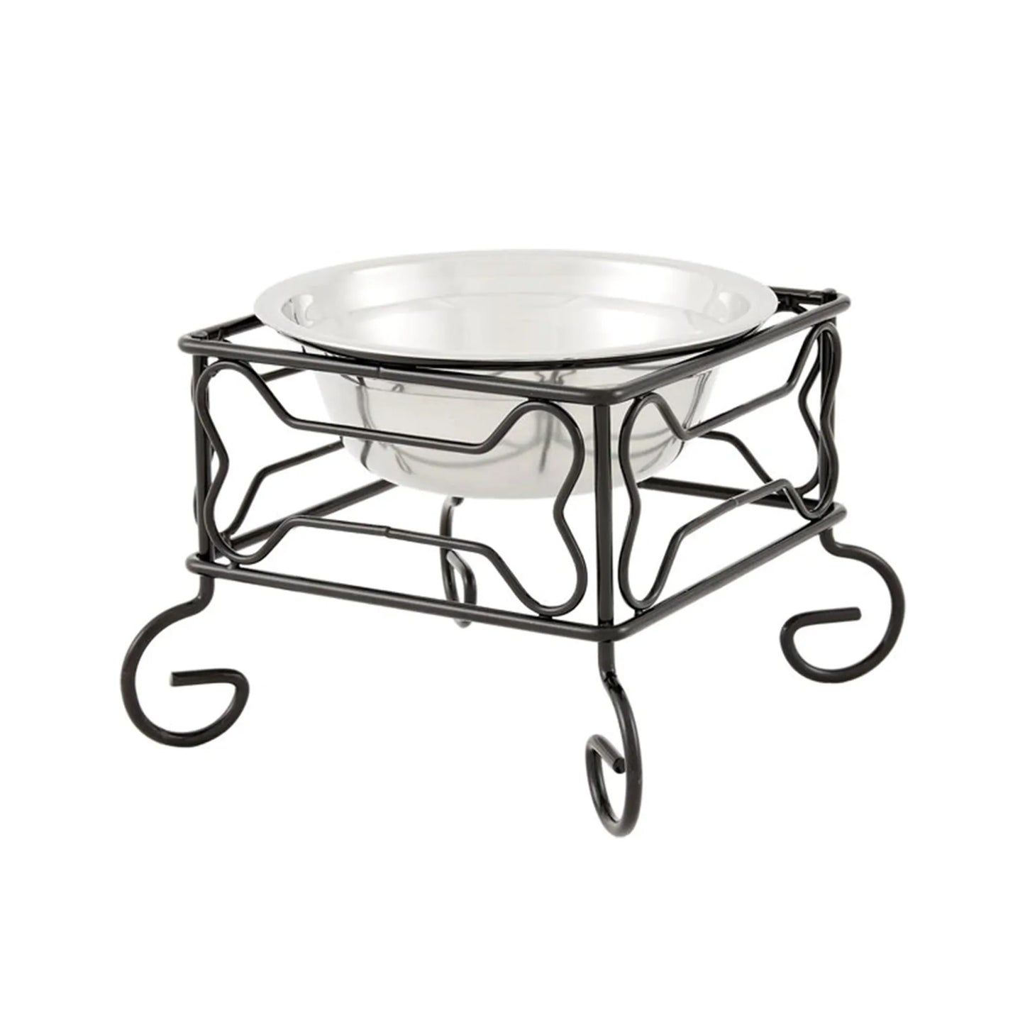 YML Wrought Iron Stand with Single Stainless Steel Feeder Bowl - Stylish and Comfortable Pet Feeder
