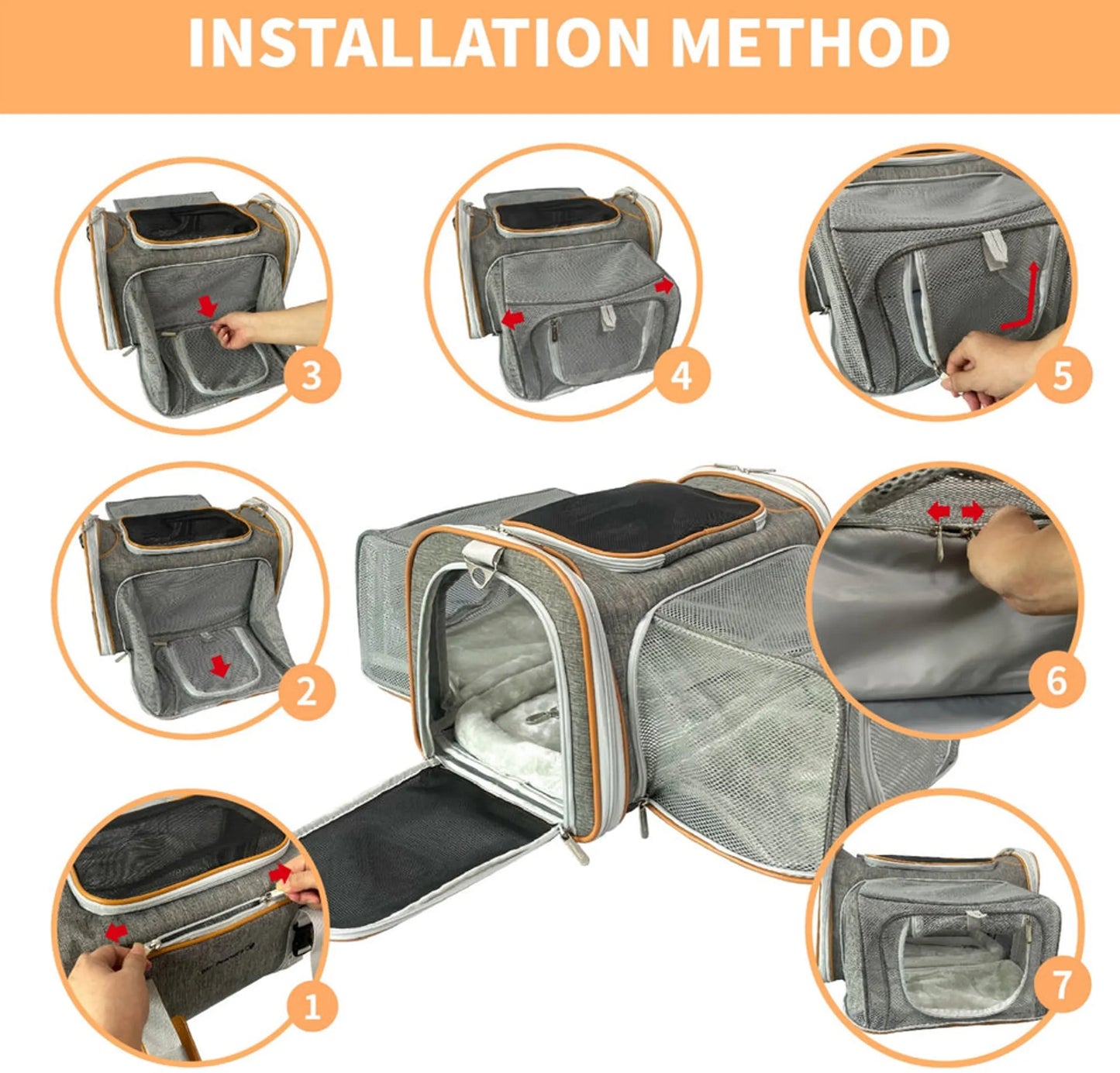 Mr. Peanut's Platinum Series Double Expandable Pet Carrier - Spacious Pet Travel