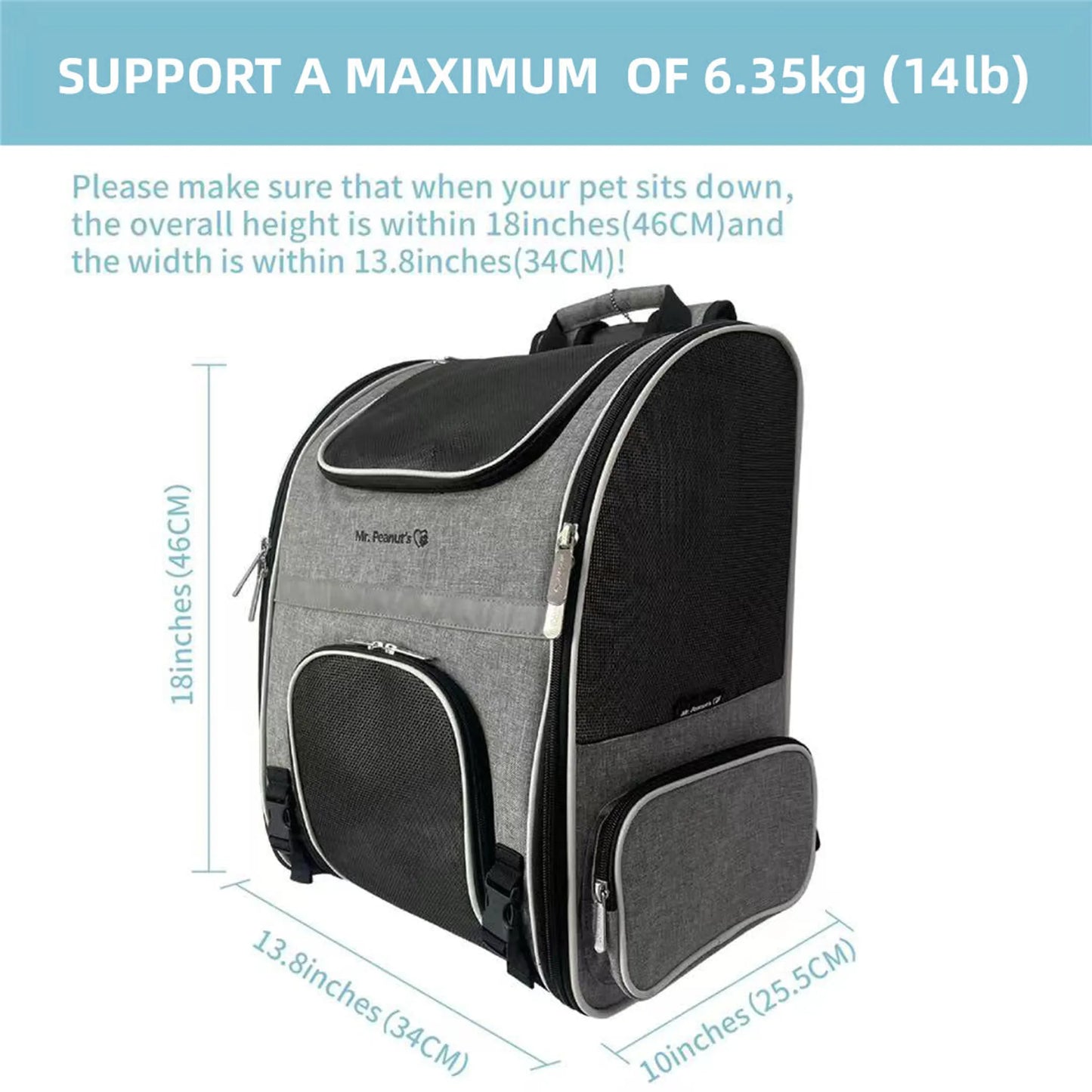 Mr. Peanut's Malibu Series - Backpack Pet Carrier Stroller with Detachable Wheelbase