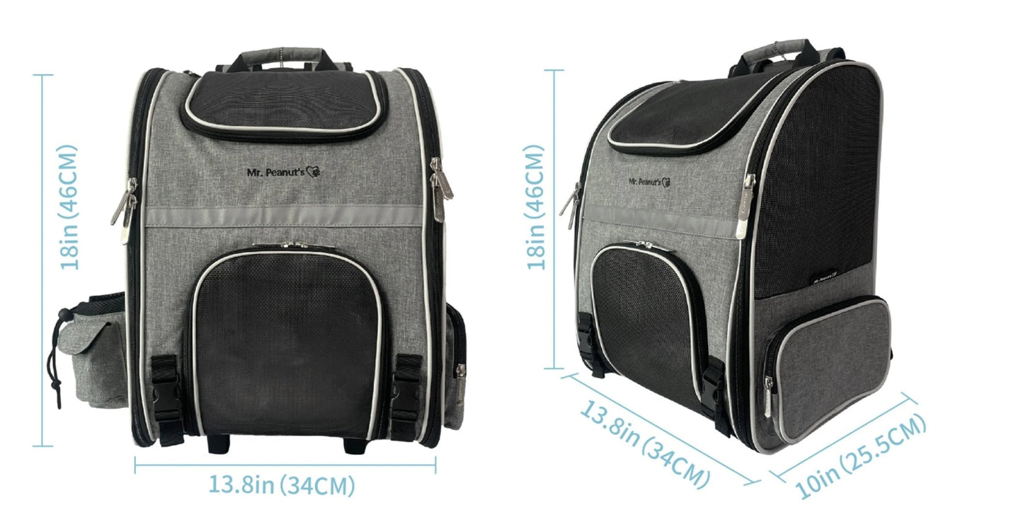 Mr. Peanut's Malibu Series - Backpack Pet Carrier Stroller with Detachable Wheelbase