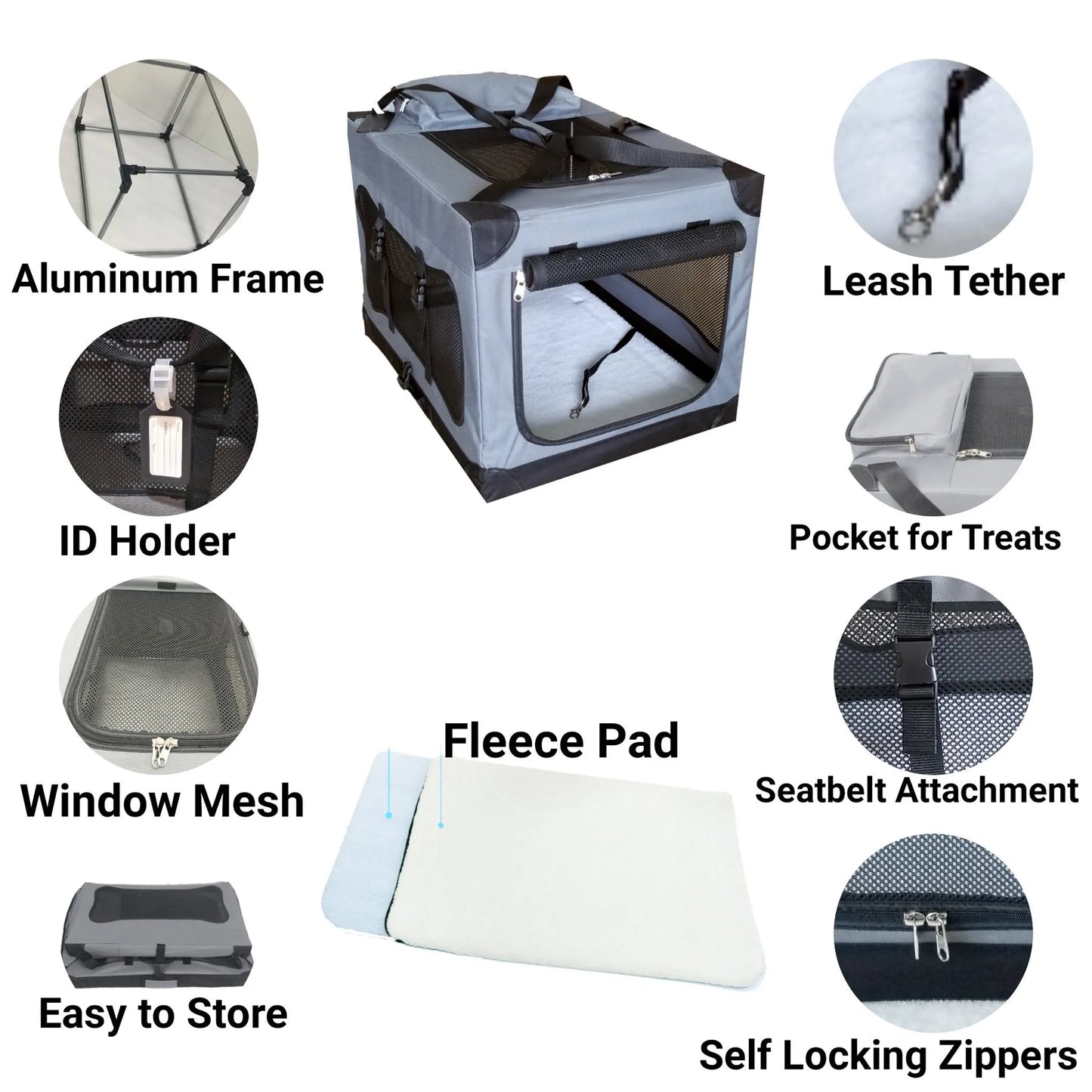 Mr. Peanut's Soft Sided Portable Pet Crate - Lightweight Pet Containment