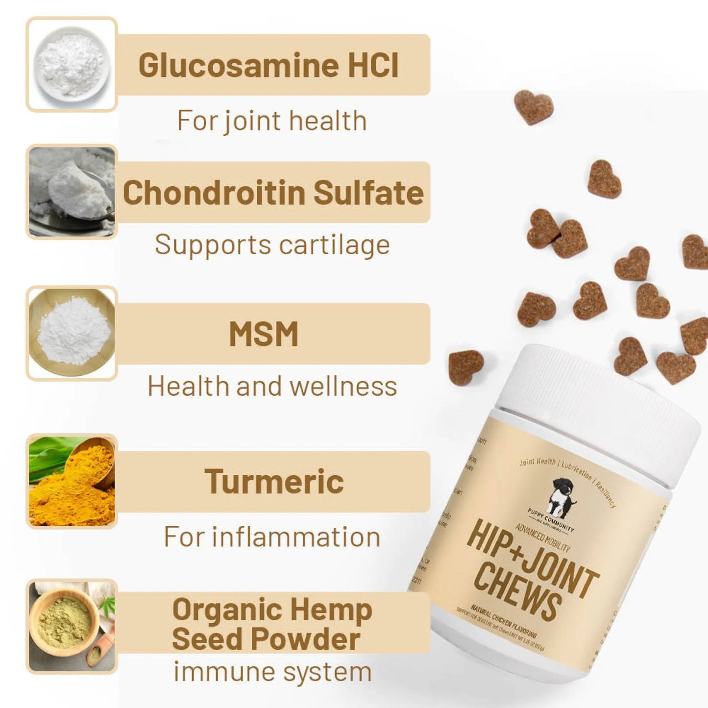 Puppy Community Hip and Joint Chews - Comprehensive Dog Joint Health Support