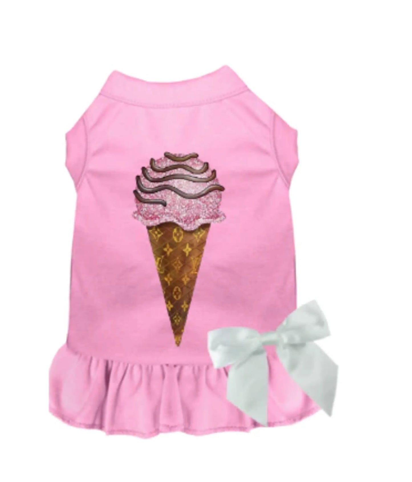 Chewy Vuitton Ice Cream Dog Dress - Designer-Inspired Pet Apparel