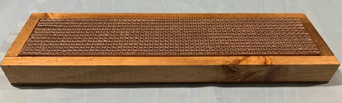 Handcrafted Wooden Cat Scratcher with Replaceable Catnip Cardboard