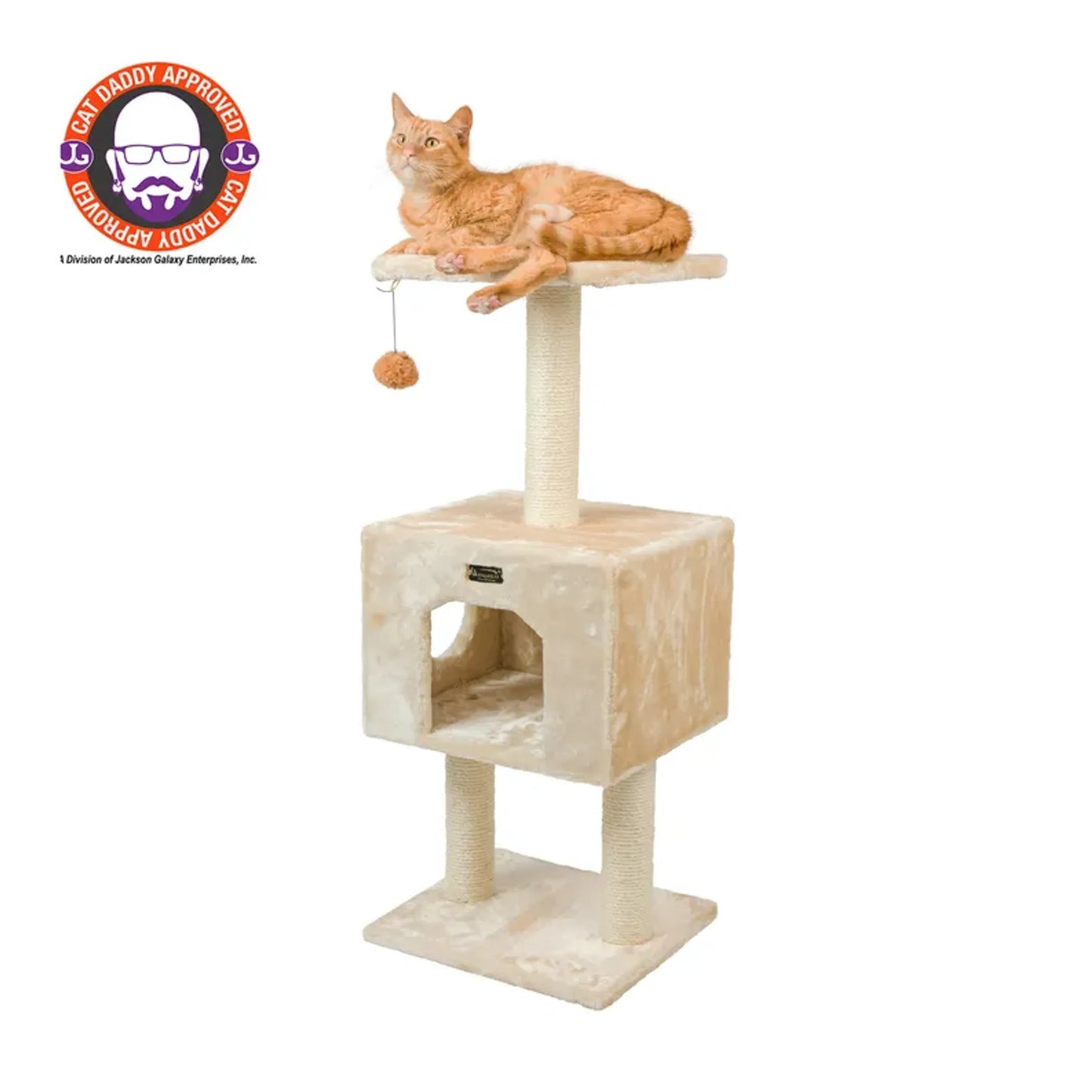 Real Wood Cat Tree with Condo and Scratch Post - Fun and Cozy Pet Furniture