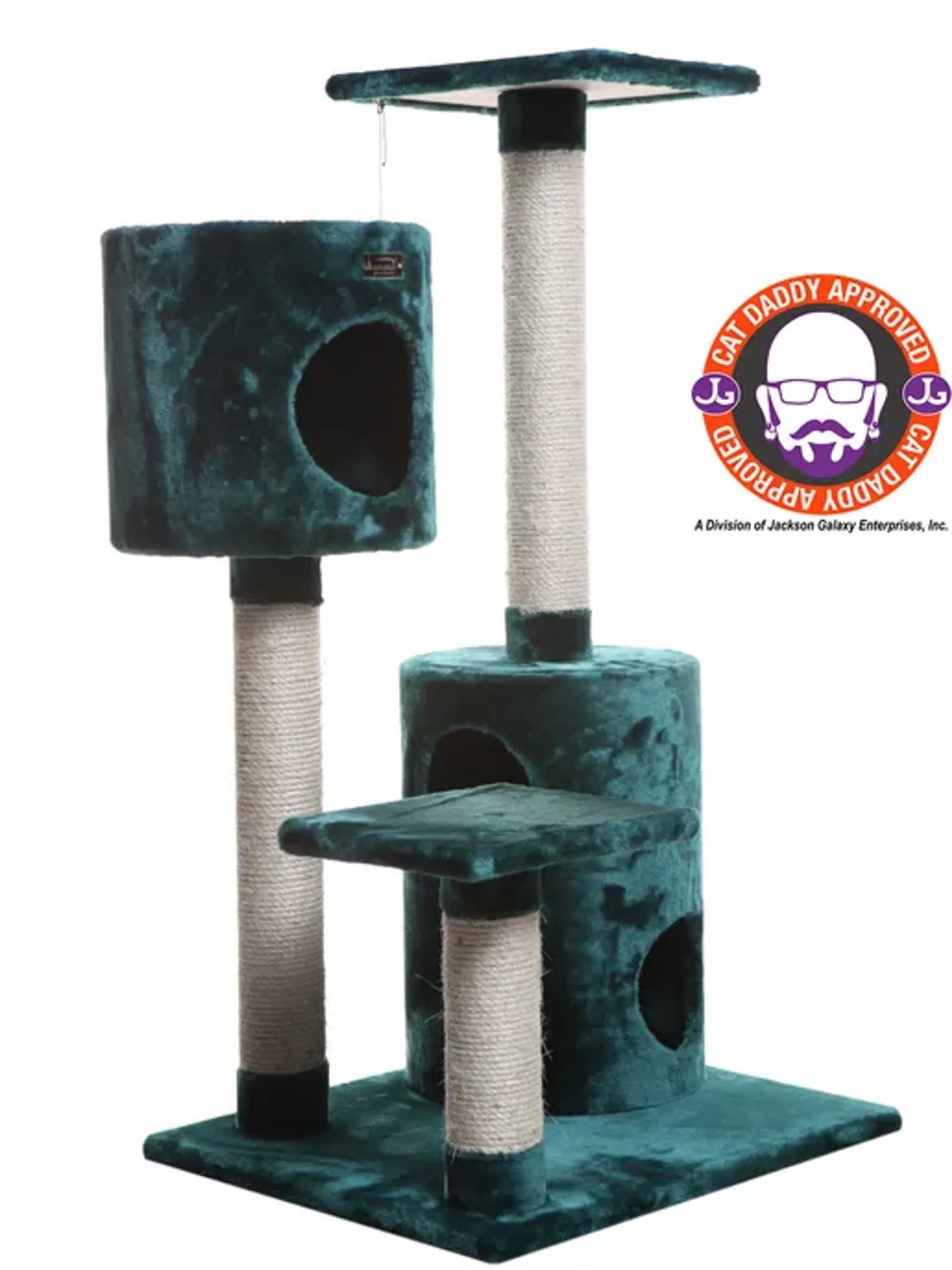 Real Wood Cat Tree House - Dual Condos Play Structure in Green