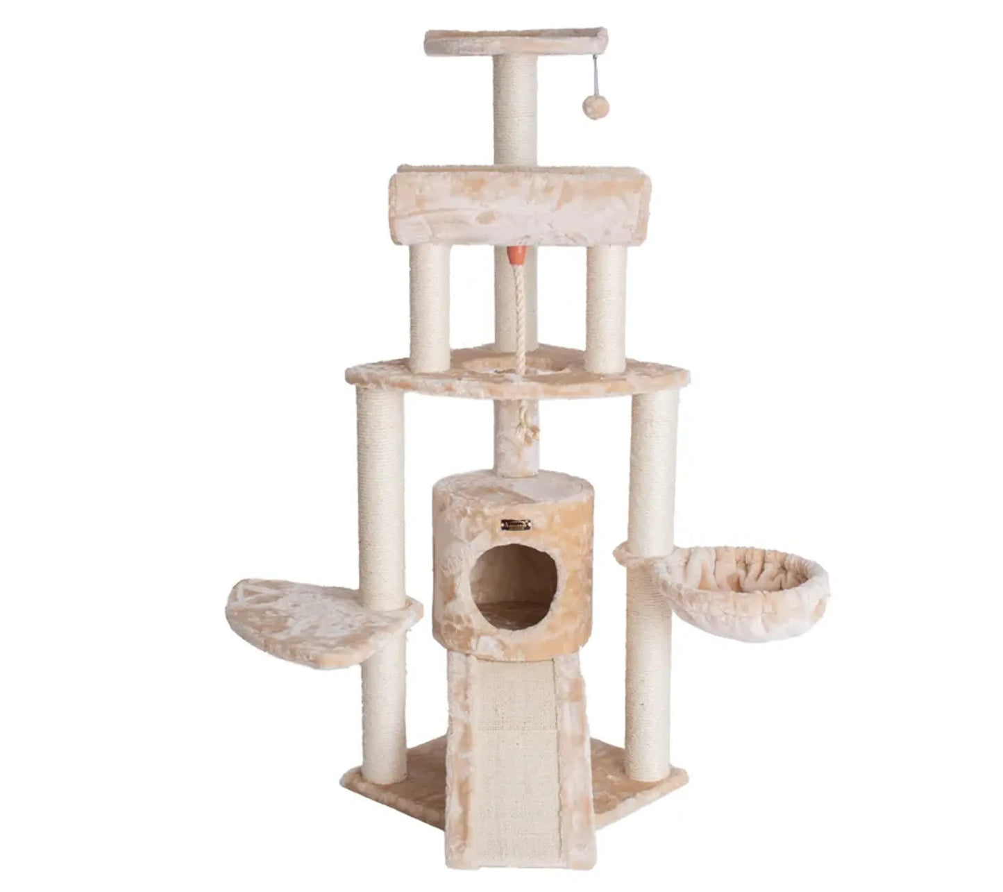 Armarkat Real Wood Cat Tower with Thick Fur and Lounge Area