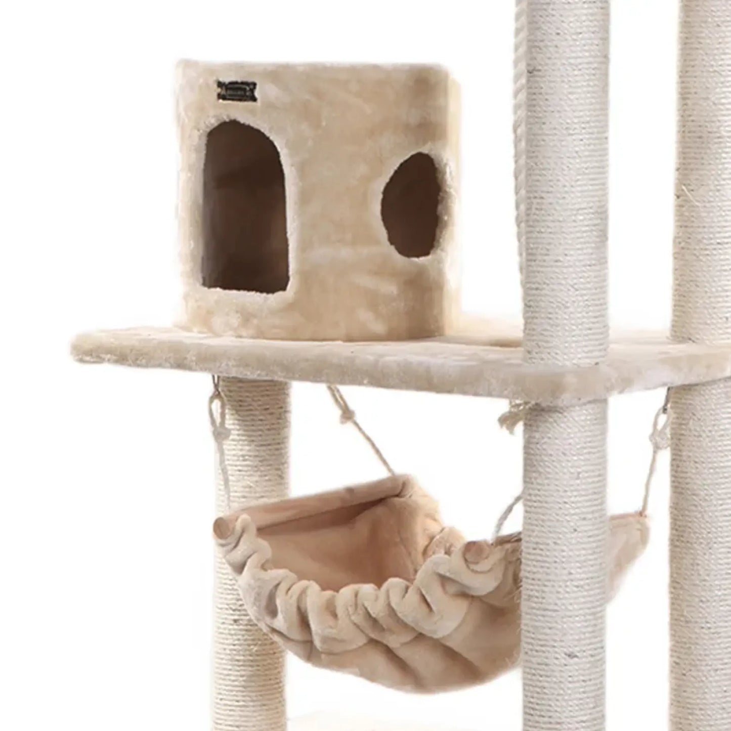Real Wood Cat Tree with Hammock and Scratch Posts