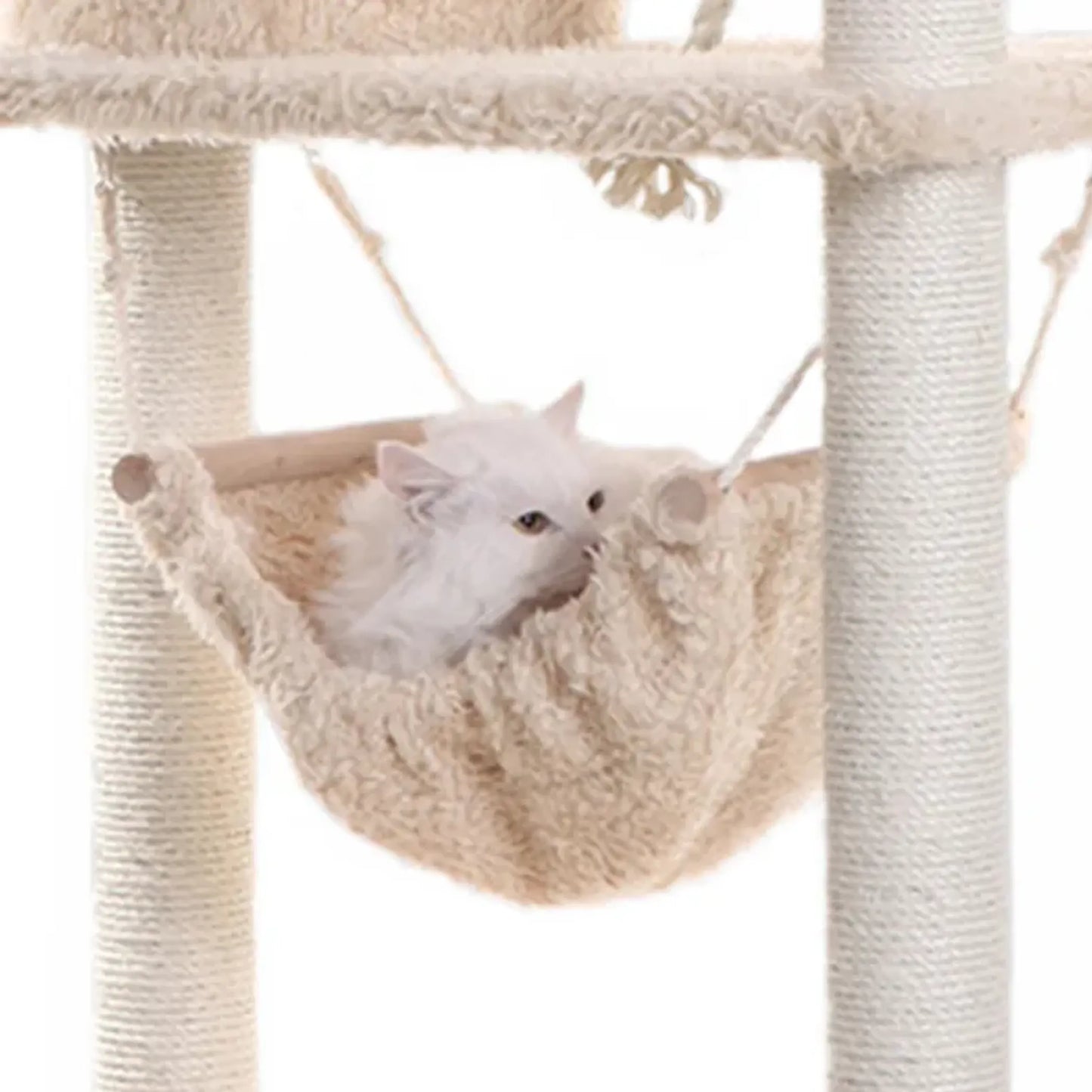 Real Wood Multi-Level Cat Tree with Hammock and Scratch Posts