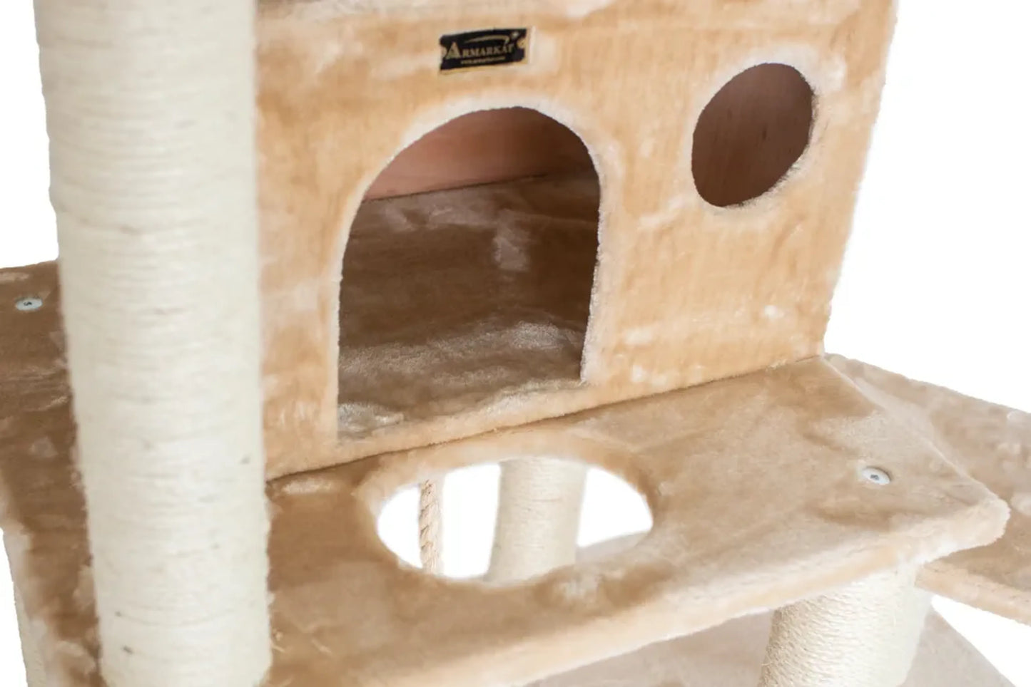 Real Wood Cat Tree with Scratching Post - Multi-Level Play Structure