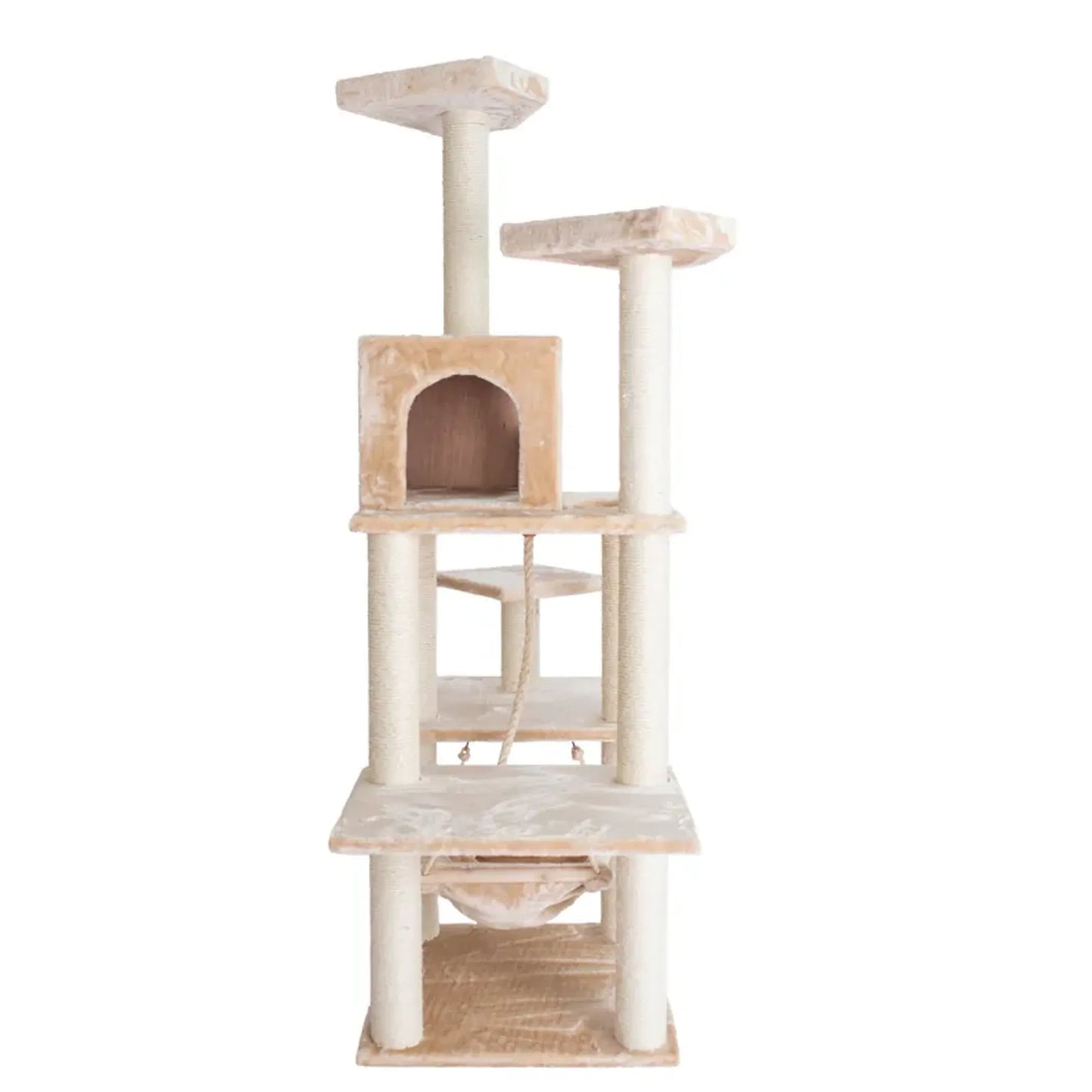 Real Wood Cat Tree with Scratching Post - Multi-Level Play Structure