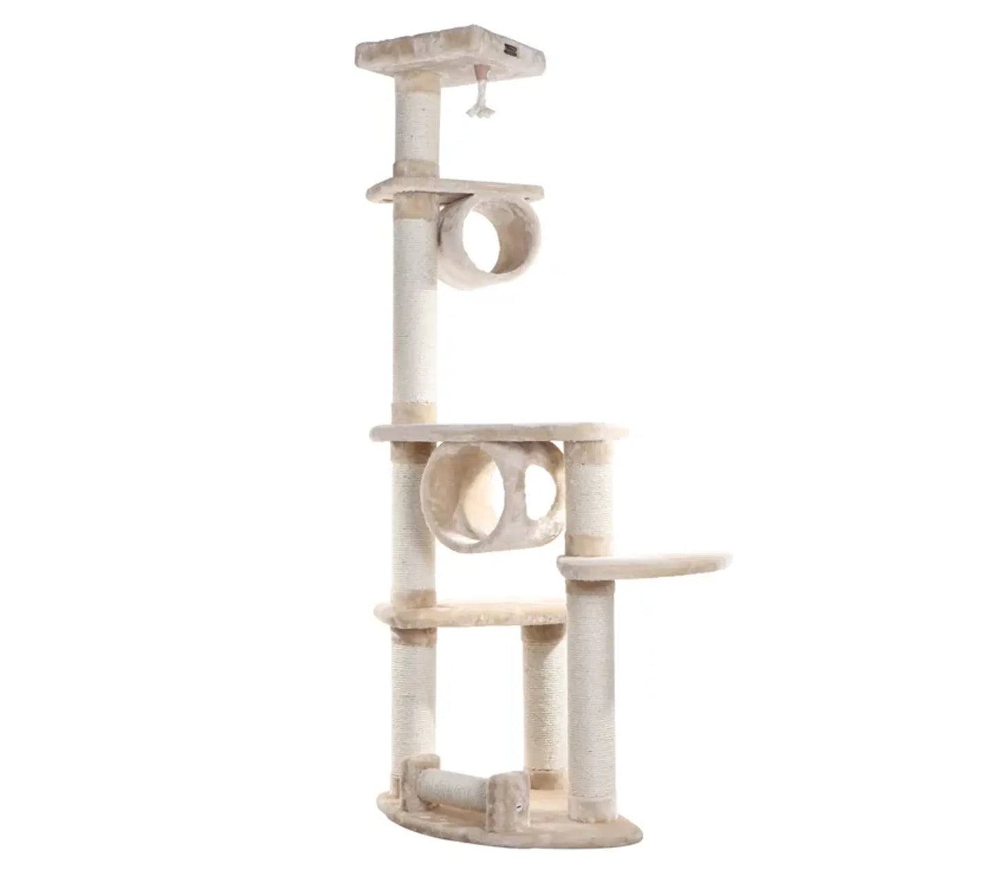 Multi-Level Real Wood Cat Tree with Cured Sisal Posts