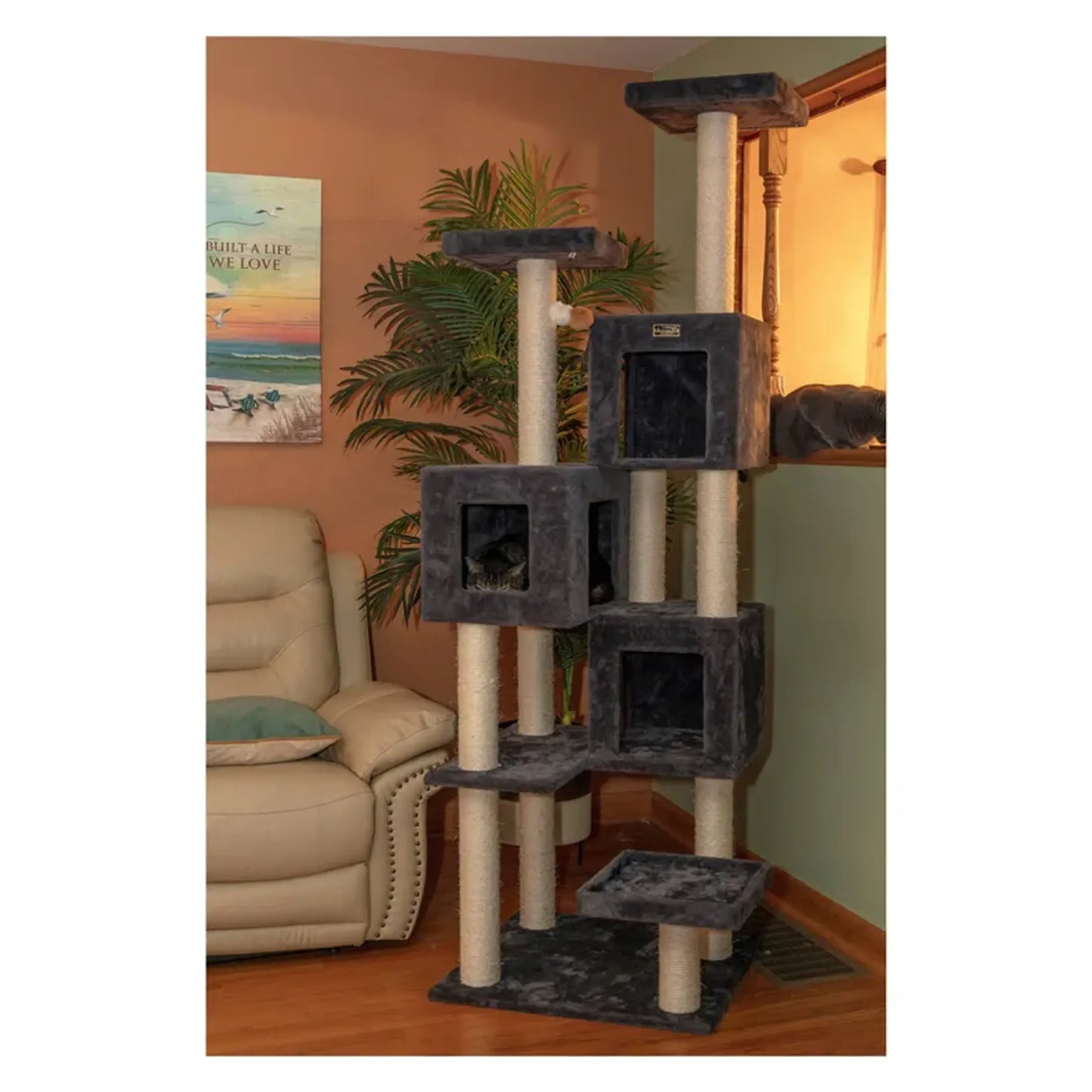 Griant Real Wood Multi-Level Cat Tower for Multiple Cats
