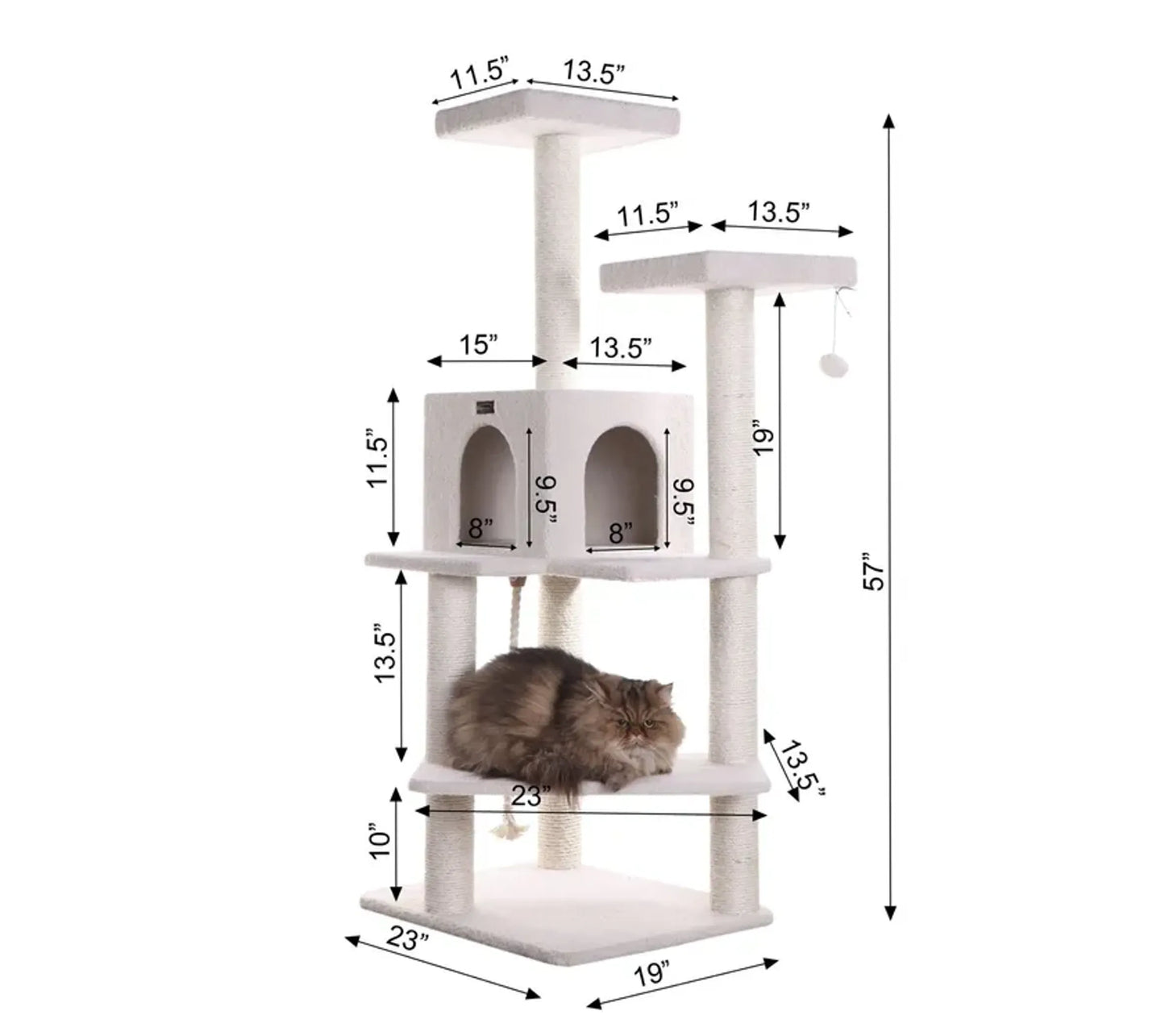 Armarkat 57-Inch Cat Tree with Fleece Cover - Perfect for Climbing