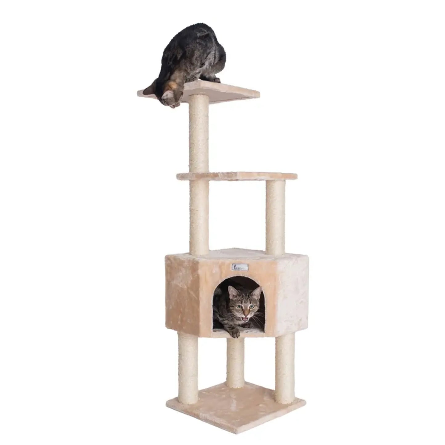 GleePet 48-Inch Real Wood Cat Tree with Perches - Fun and Interactive Cat Furniture