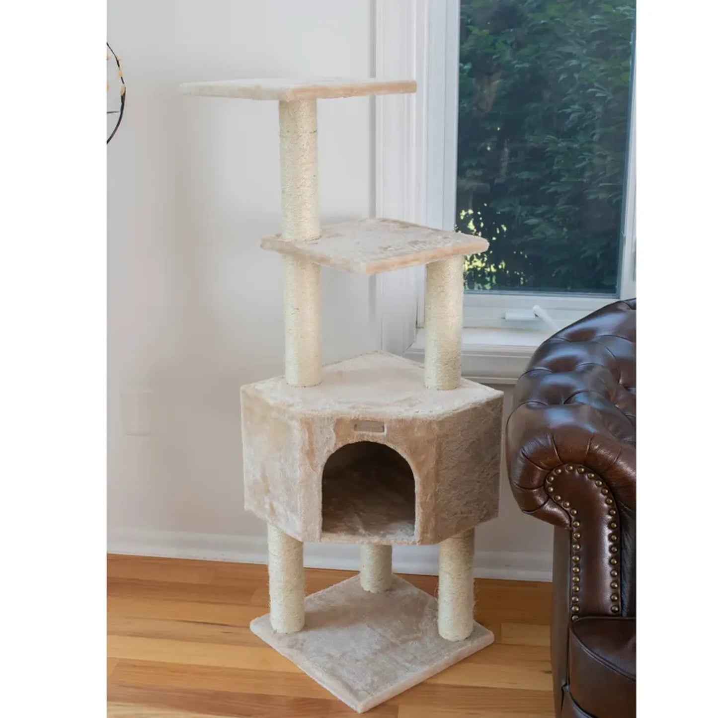 GleePet 48-Inch Real Wood Cat Tree with Perches - Fun and Interactive Cat Furniture