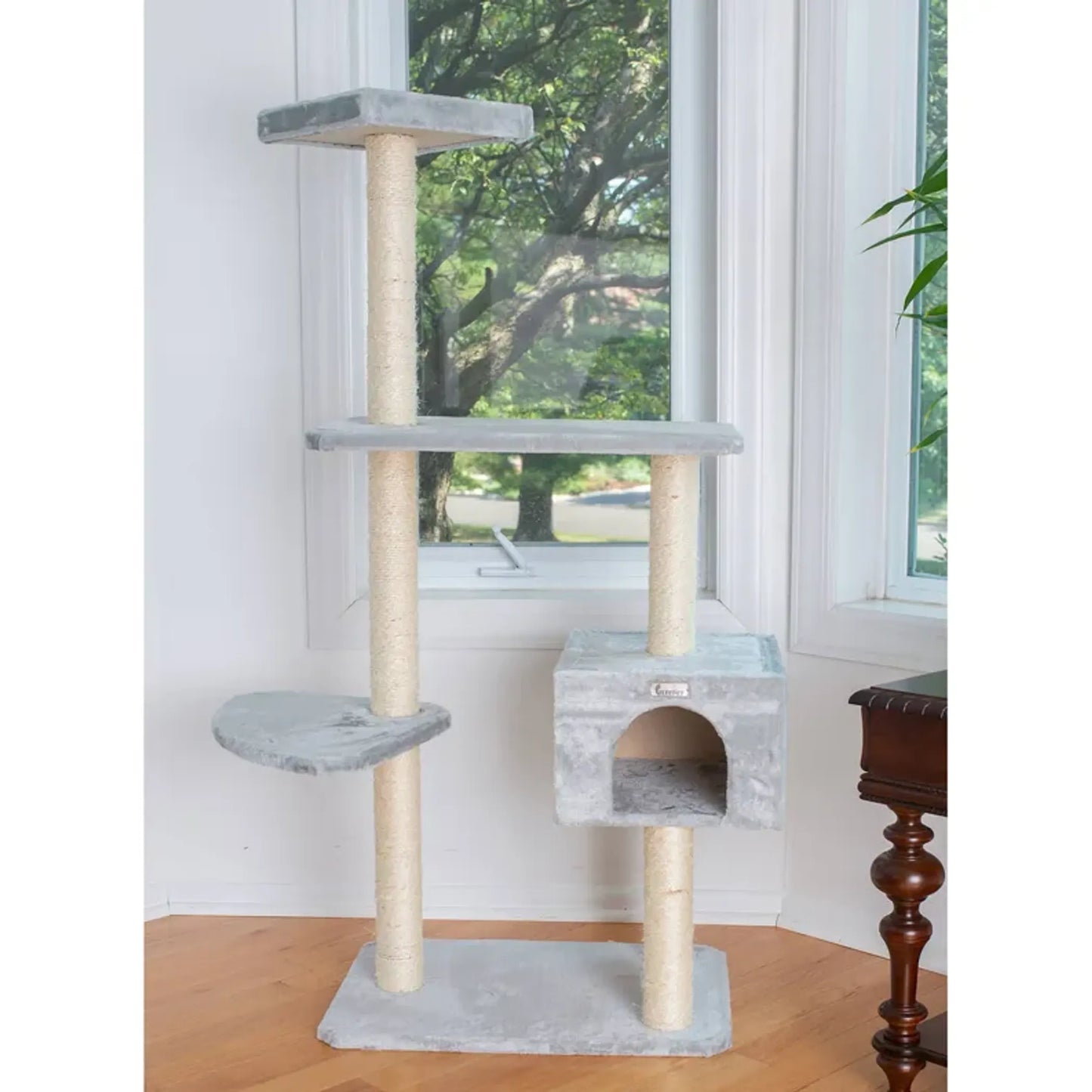 Real Wood Cat Tree Climber with Multiple Levels - Indoor Pet Perch