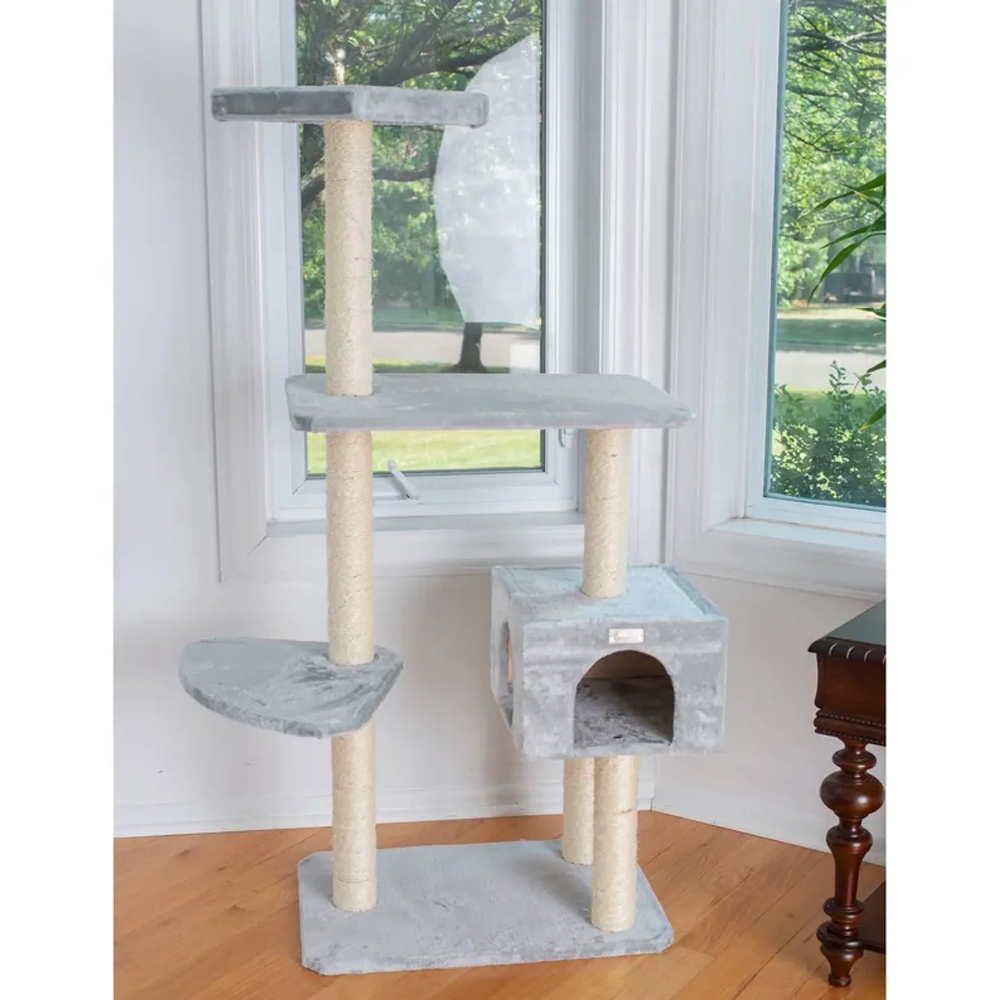 Real Wood Cat Tree Climber with Multiple Levels - Indoor Pet Perch