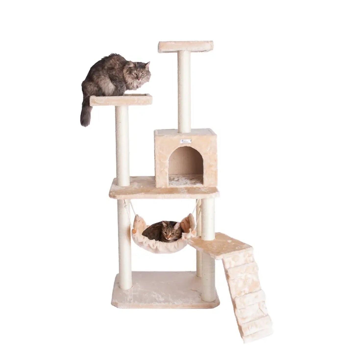 Real Wood Cat Tree House with Multiple Levels - Indoor Pet Climber