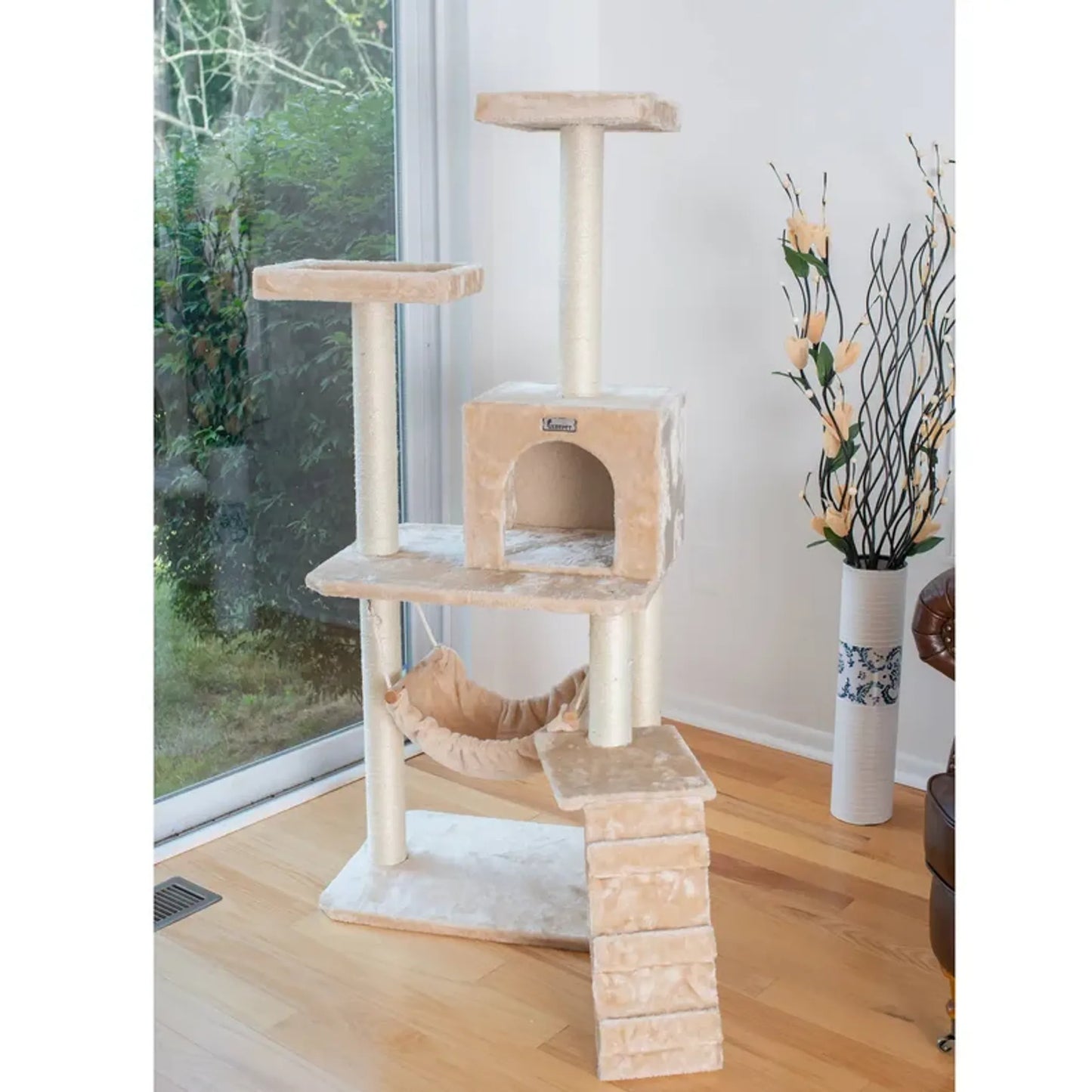 Real Wood Cat Tree House with Multiple Levels - Indoor Pet Climber