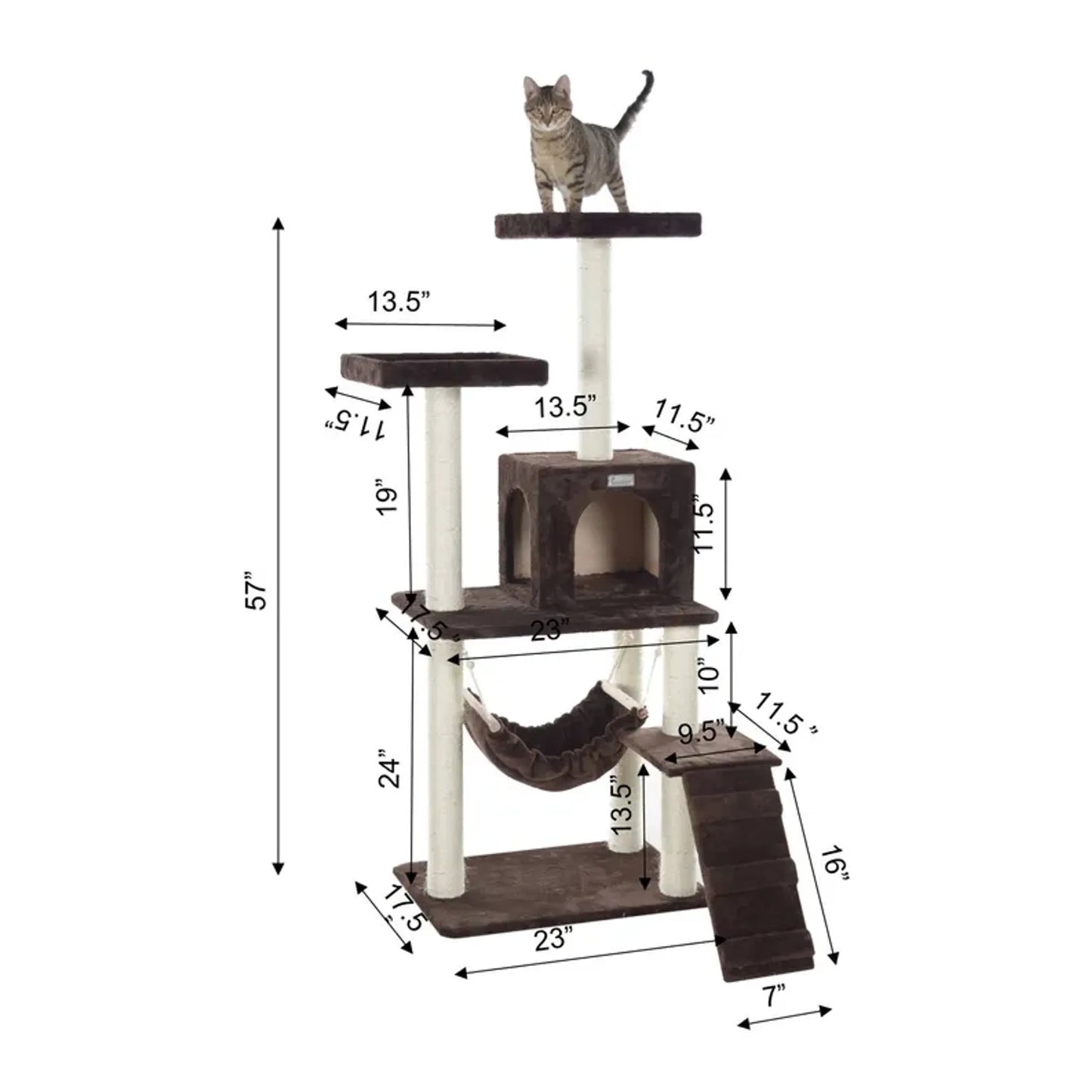 Real Wood Cat Tree Climber with Four Levels