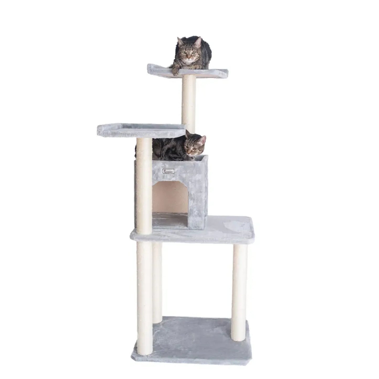 GleePet 57-Inch Real Wood Cat Tree with Two-Door Condo