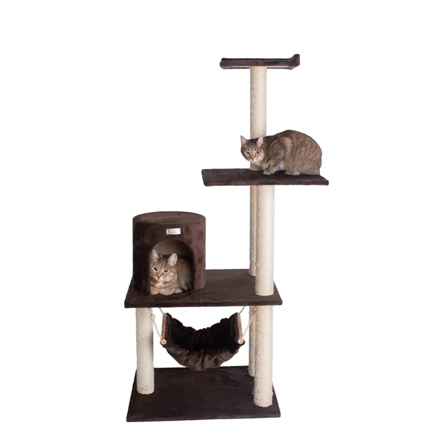 GleePet 59-Inch Real Wood Cat Hammock with Play Condo