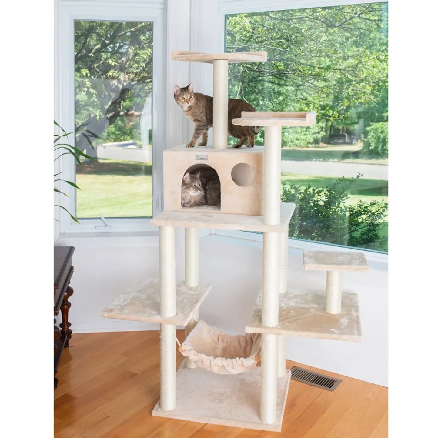 GleePet Cat Tree - Multi-Level Play Structure with Five Levels, Hammock, and Condo