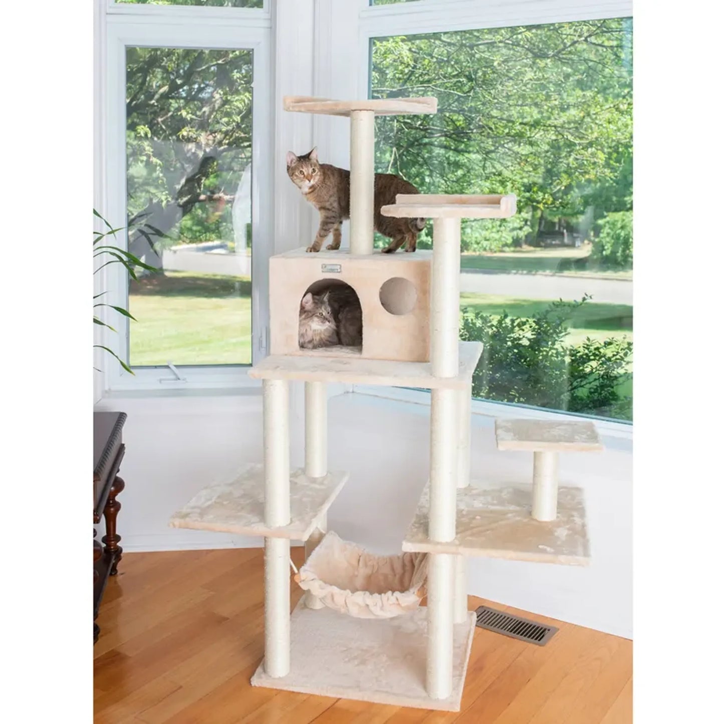 GleePet Cat Tree - Multi-Level Play Structure with Five Levels, Hammock, and Condo